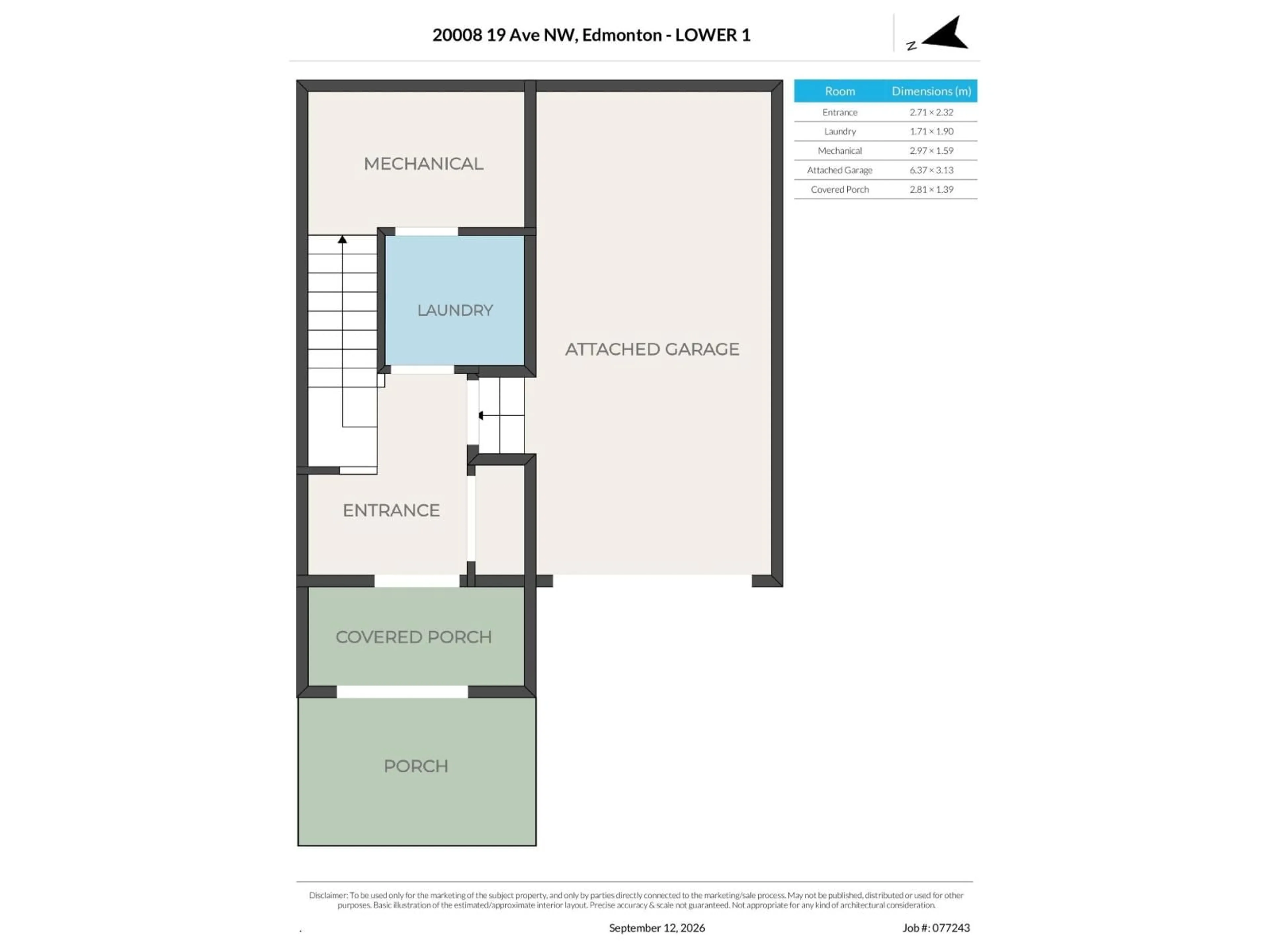Floor plan for 20008 19 AV, Edmonton Alberta T6M0X8