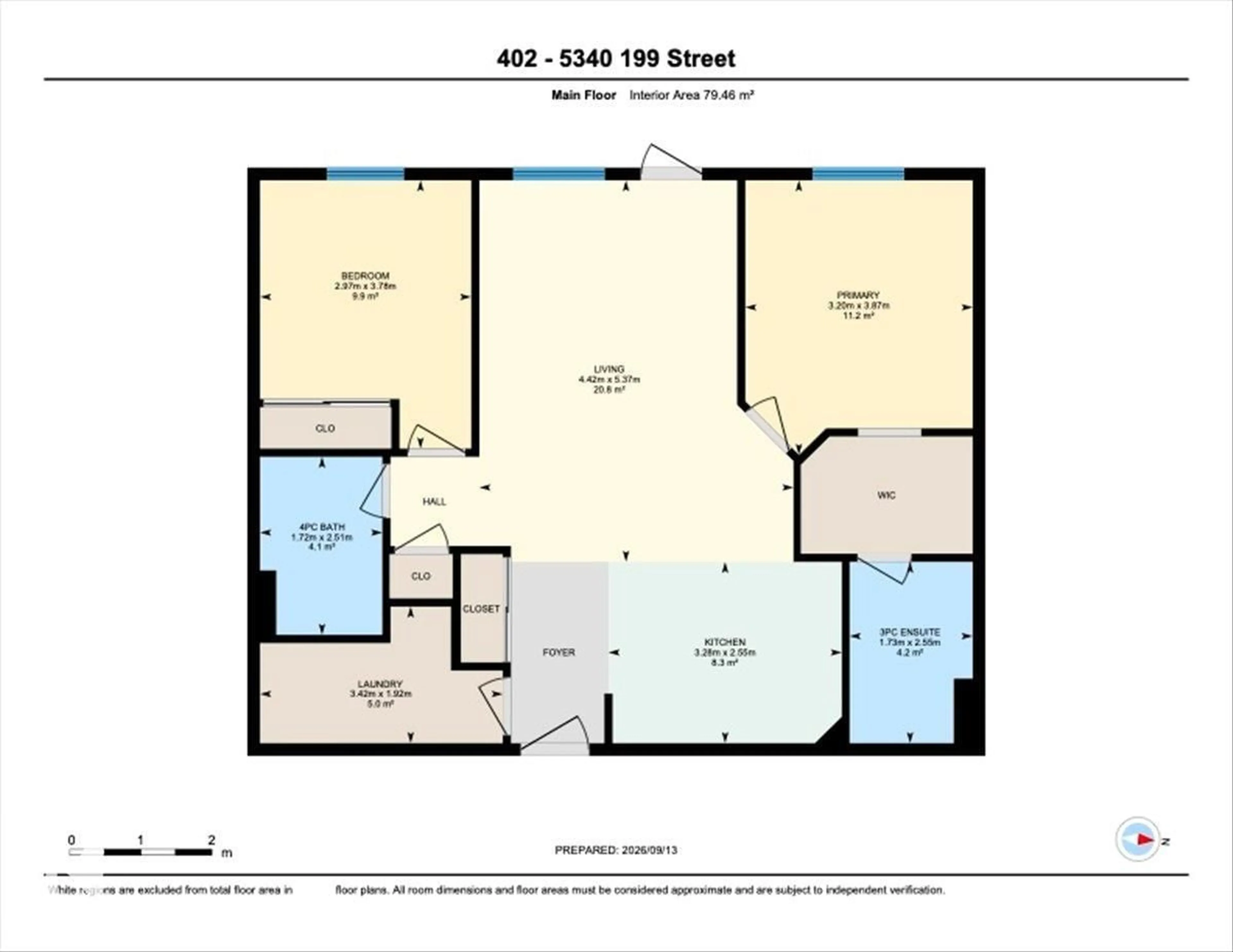 Floor plan for #402 - 5340 199 ST, Edmonton Alberta T6M0A5