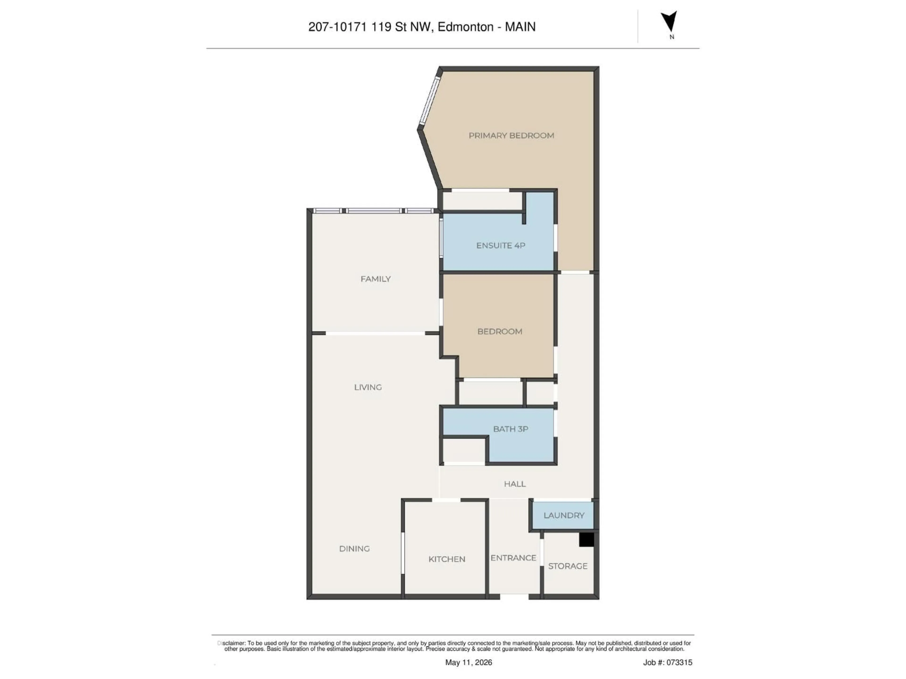Floor plan for 207 - 10171 119 ST, Edmonton Alberta T5K1Z1