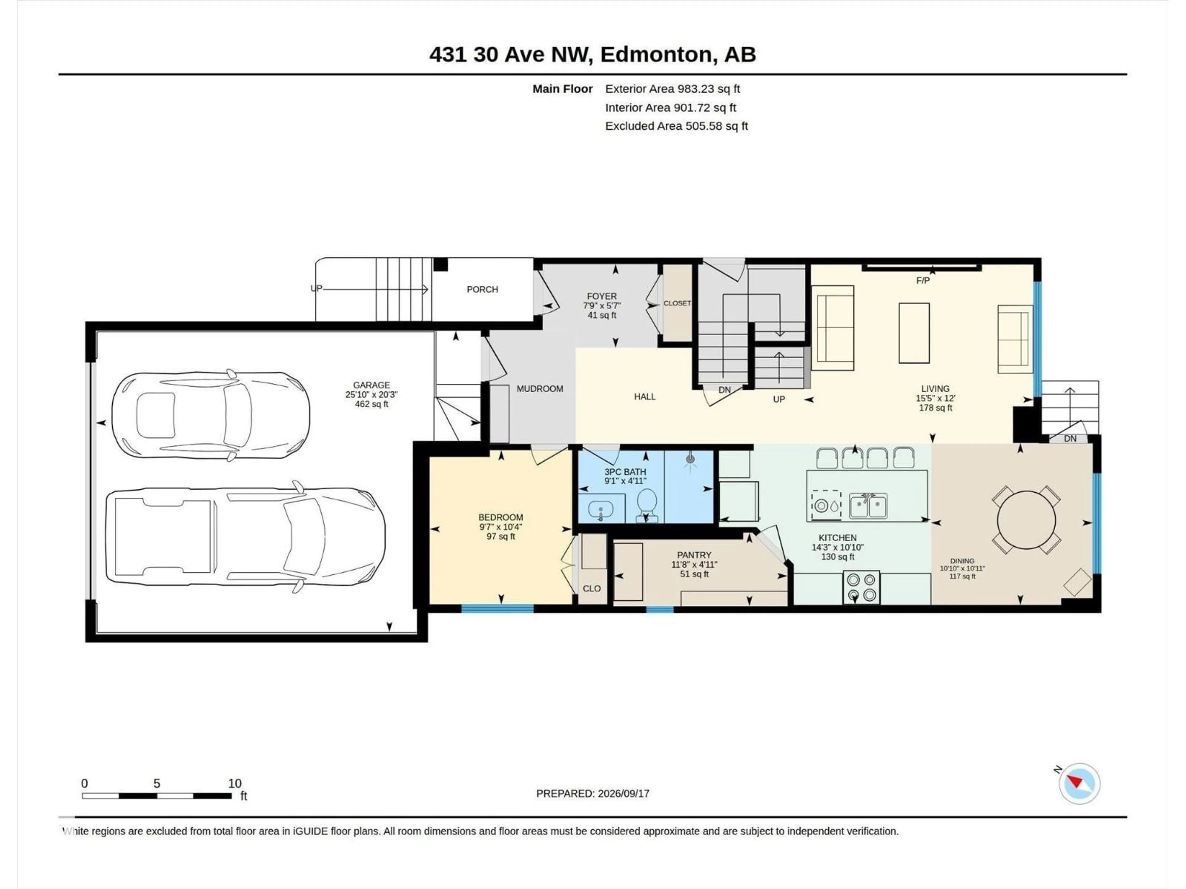 Floor plan for 431 30 AV, Edmonton Alberta T6T2V7