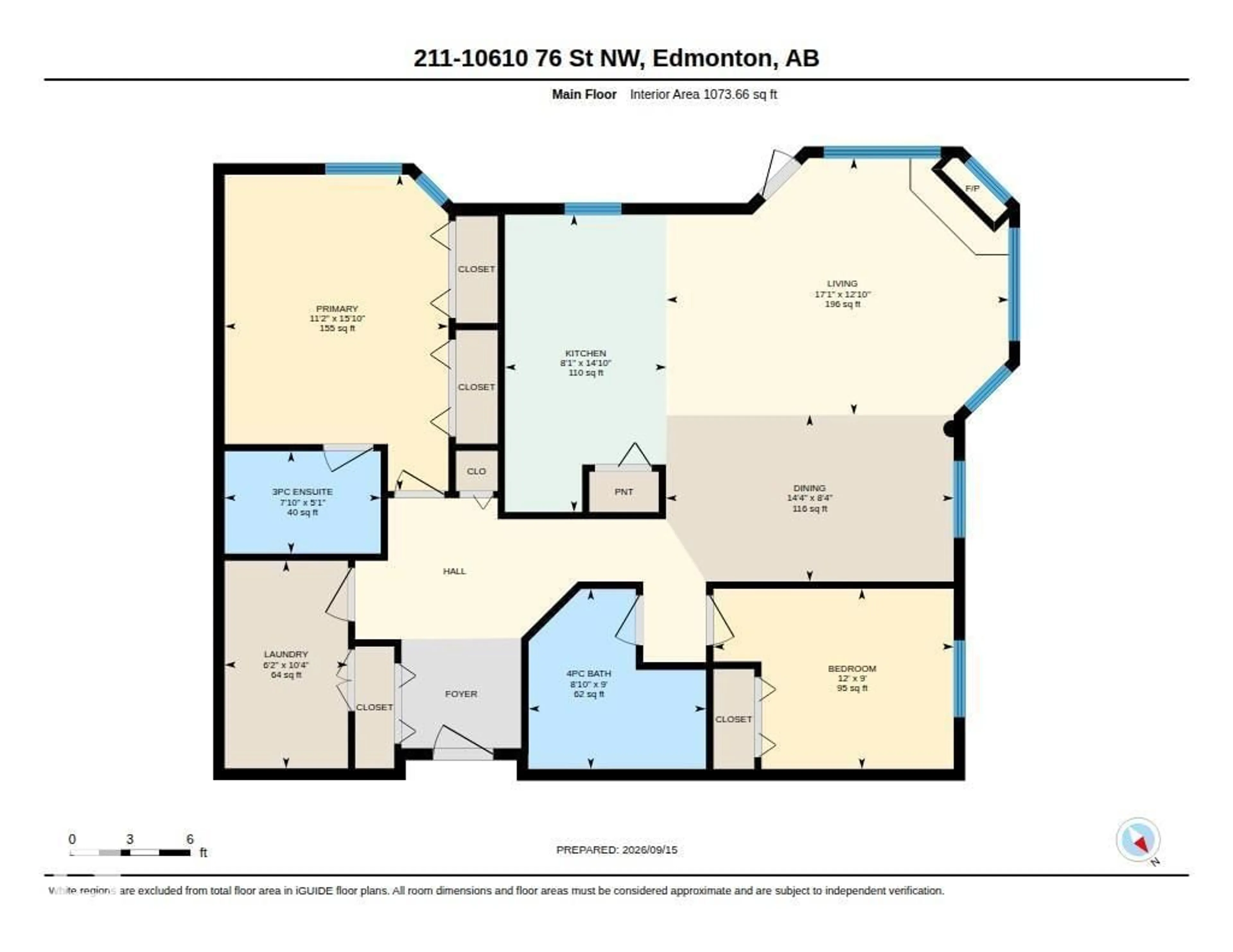 Floor plan for #211 - 10610 76 ST, Edmonton Alberta T6A3Y9