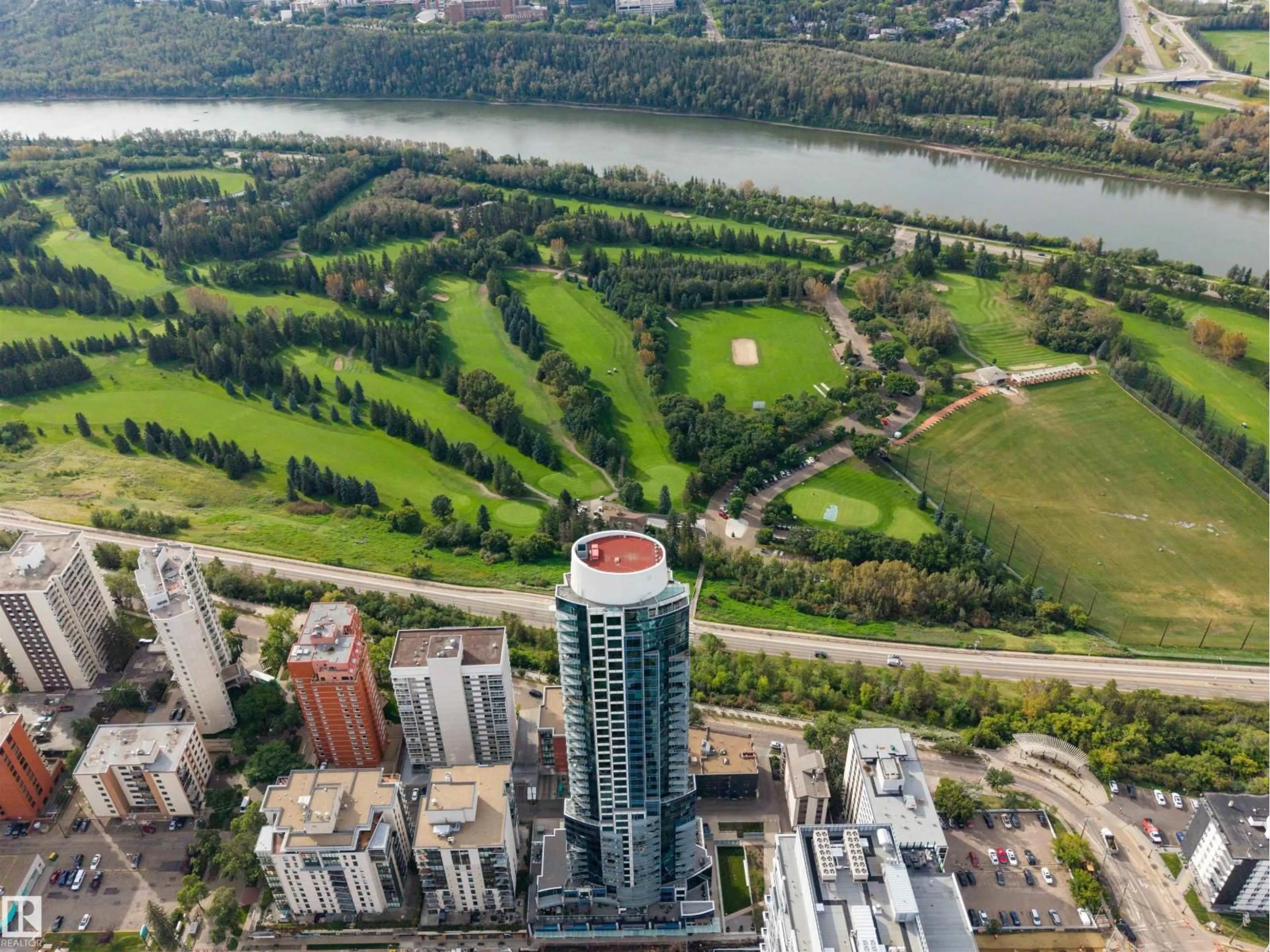 A pic from outside/outdoor area/front of a property/back of a property/a pic from drone, city buildings view from balcony for #304 - 11969 JASPER AV NW, Edmonton Alberta T5K0P1
