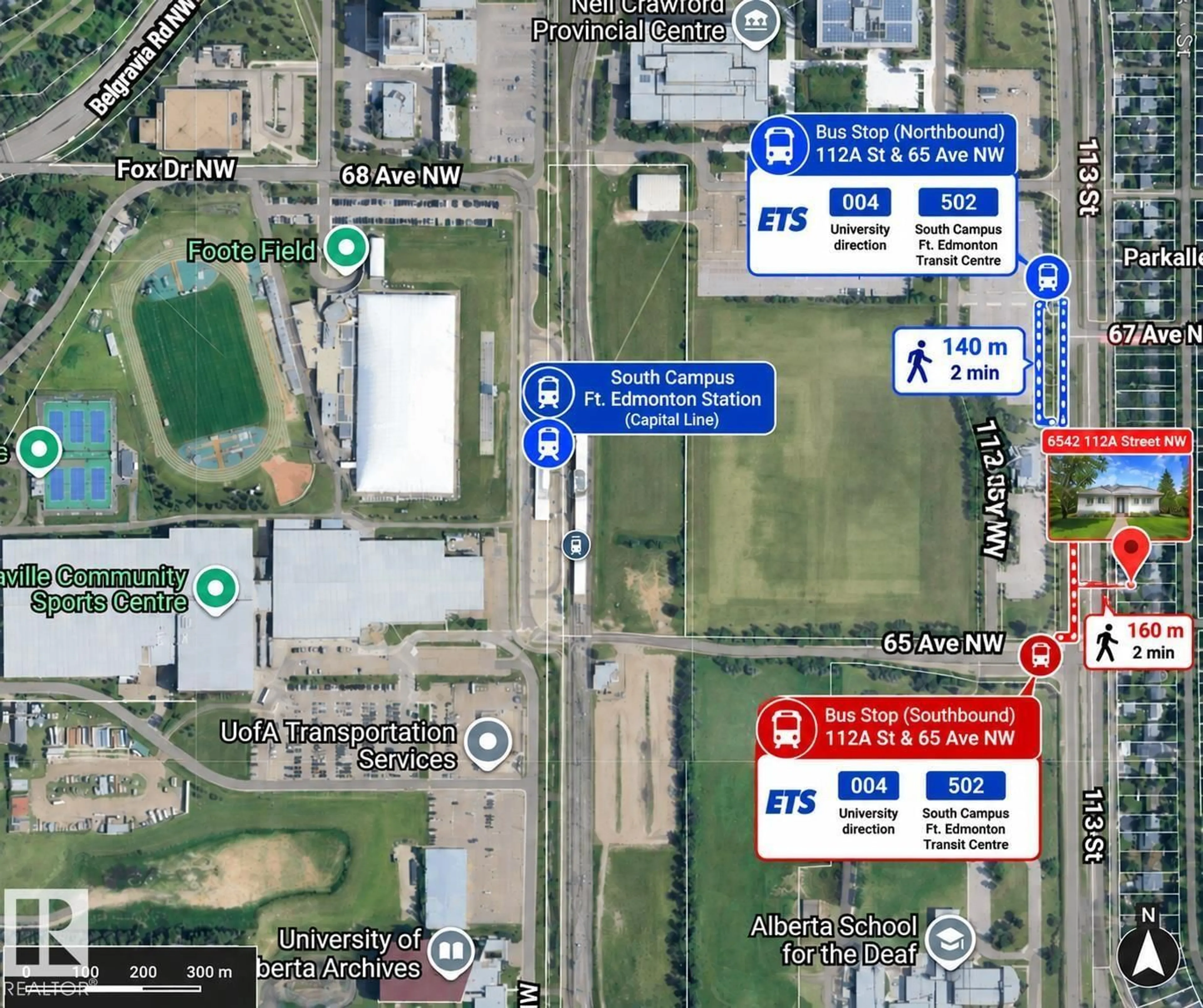 Picture of a map for 6542 112A ST, Edmonton Alberta T6H4R3