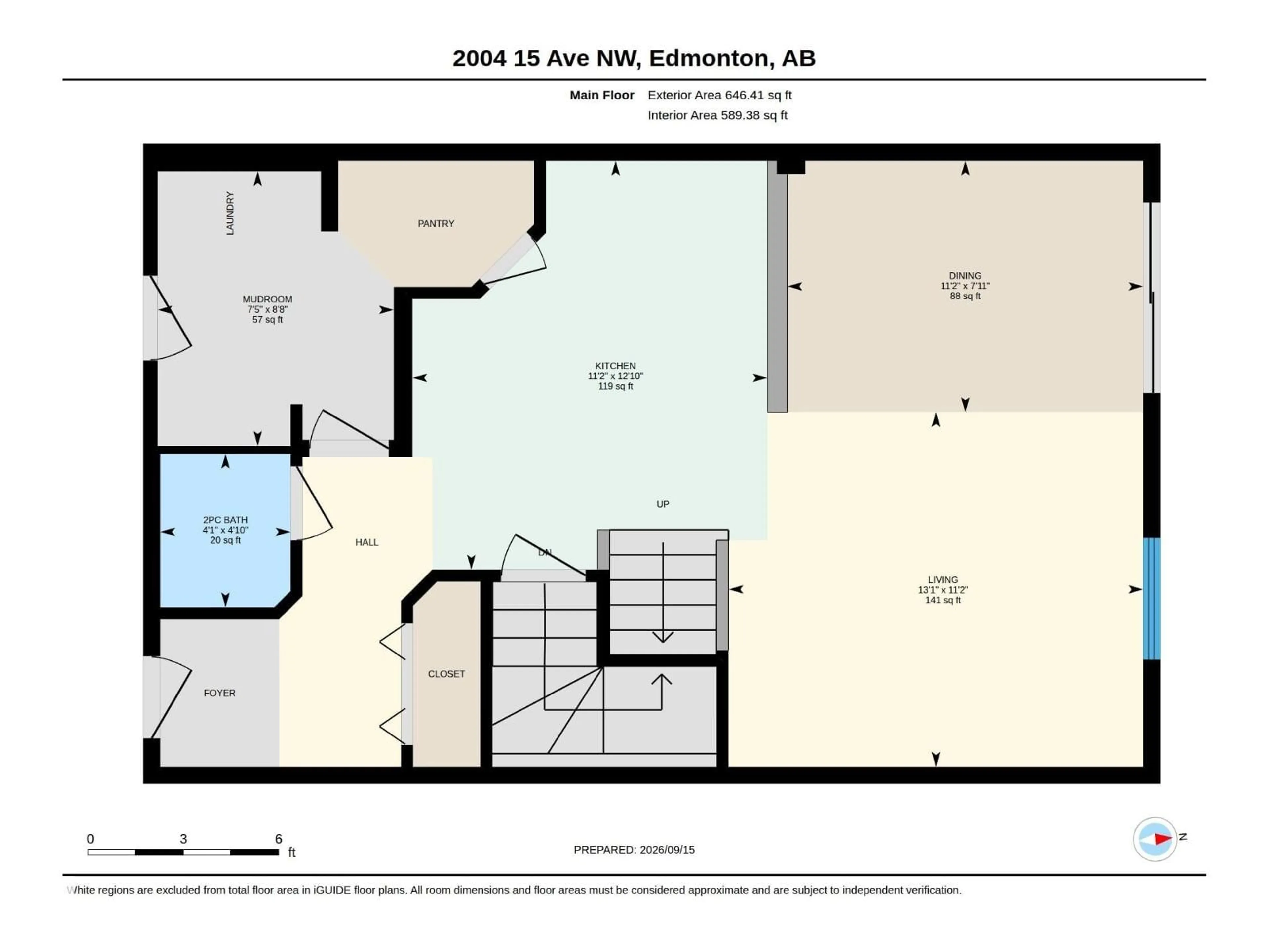 Floor plan for 2004 15 AV, Edmonton Alberta T6T2B6