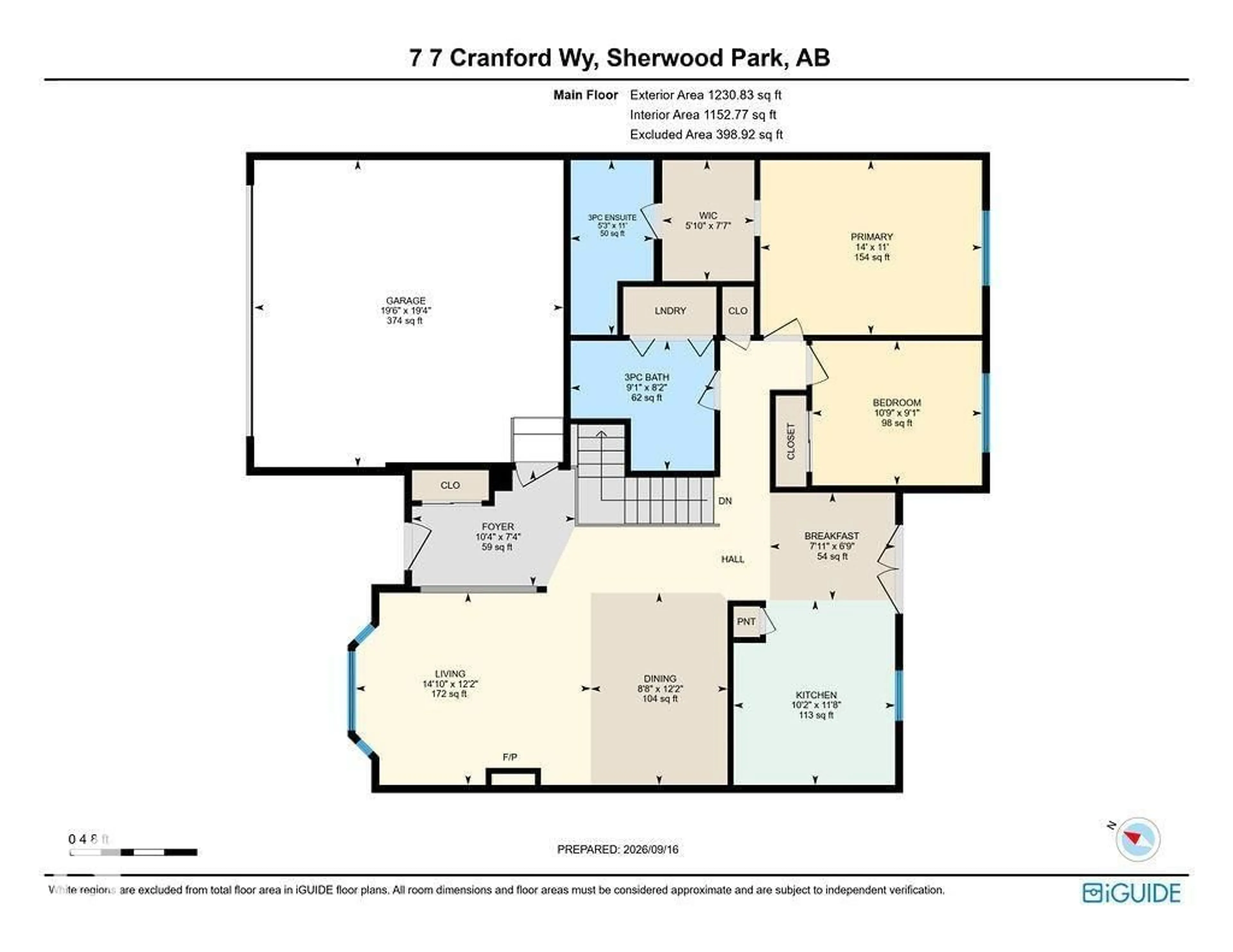 Floor plan for 7 - 22 CRANFORD WY, Sherwood Park Alberta T8H5W5
