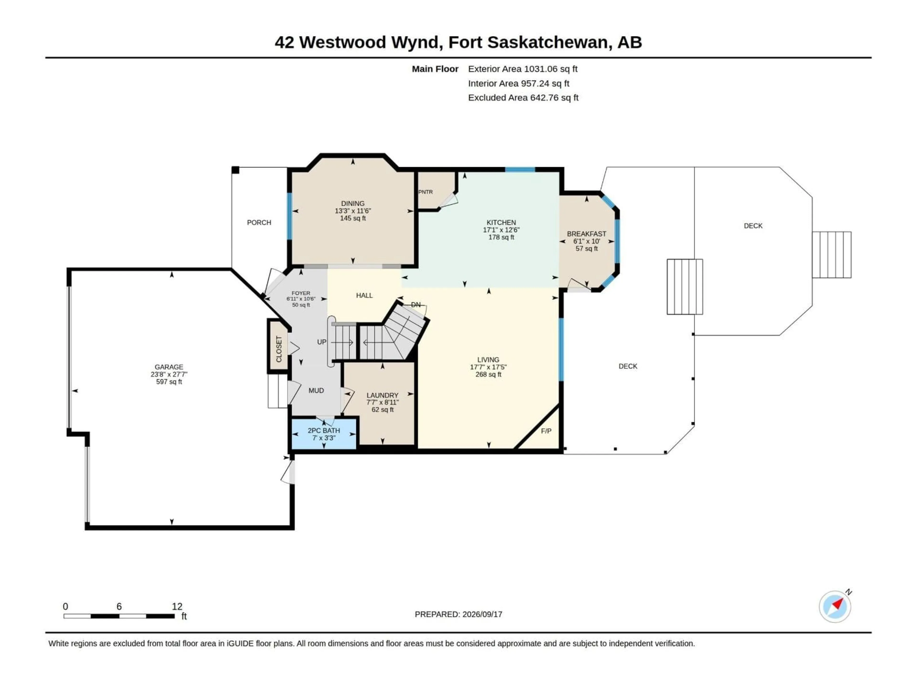 Floor plan for 42 WESTWOOD WD, Fort Saskatchewan Alberta T8L4L3