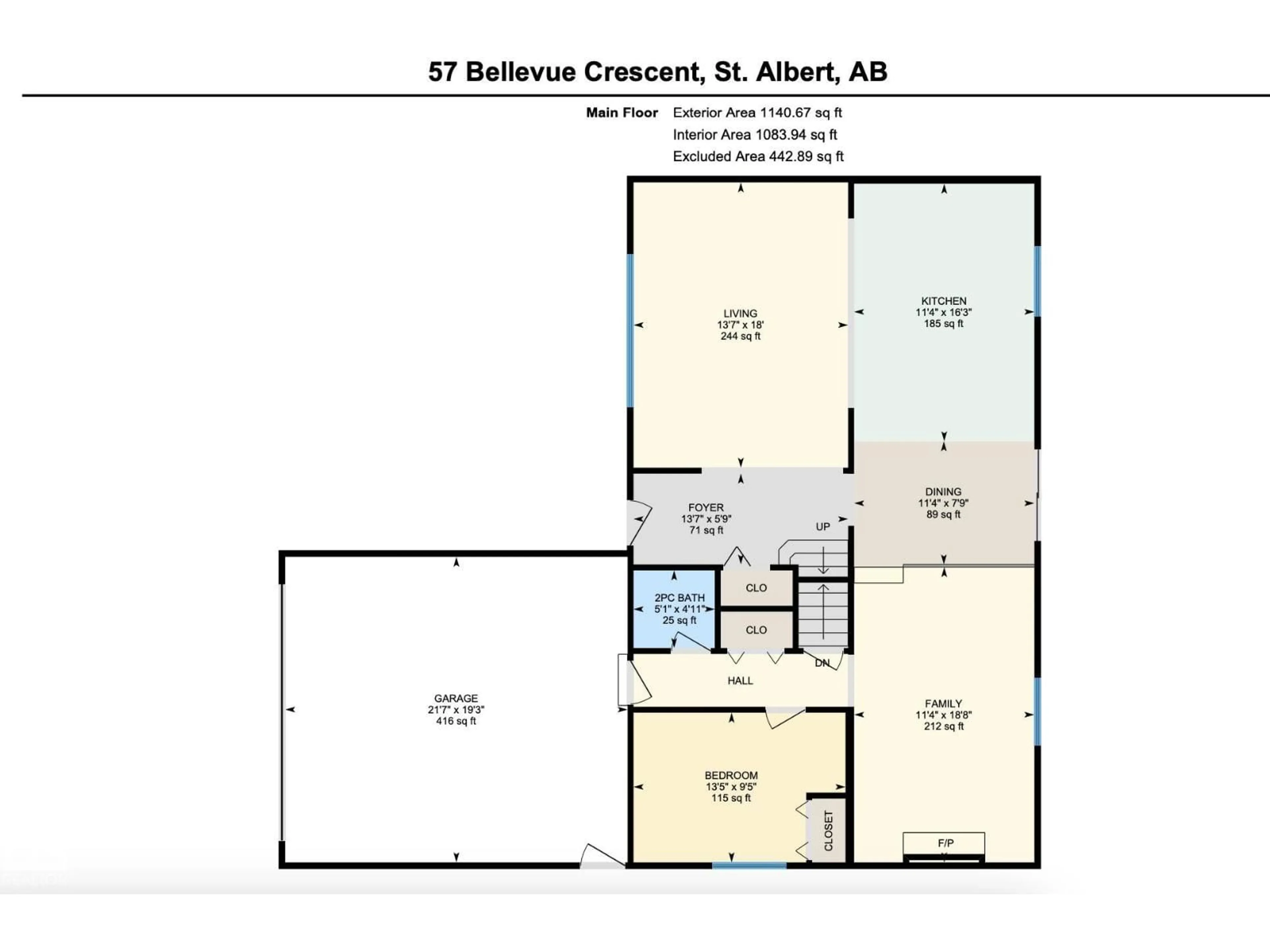Floor plan for 57 BELLEVUE CR, St. Albert Alberta T8N0A5