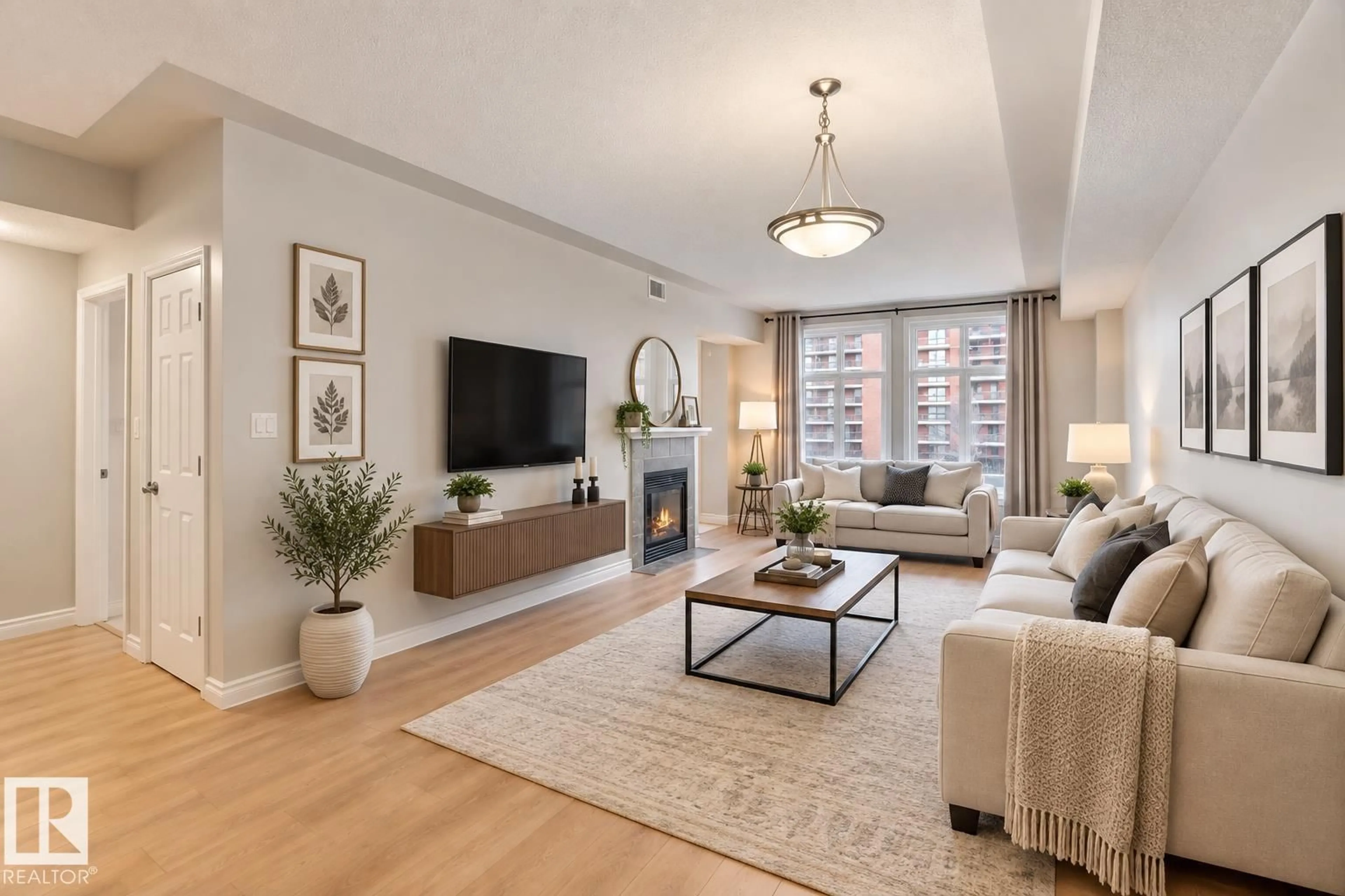 Living room with furniture, unknown for #402 - 9020 JASPER AV, Edmonton Alberta T5H3S8
