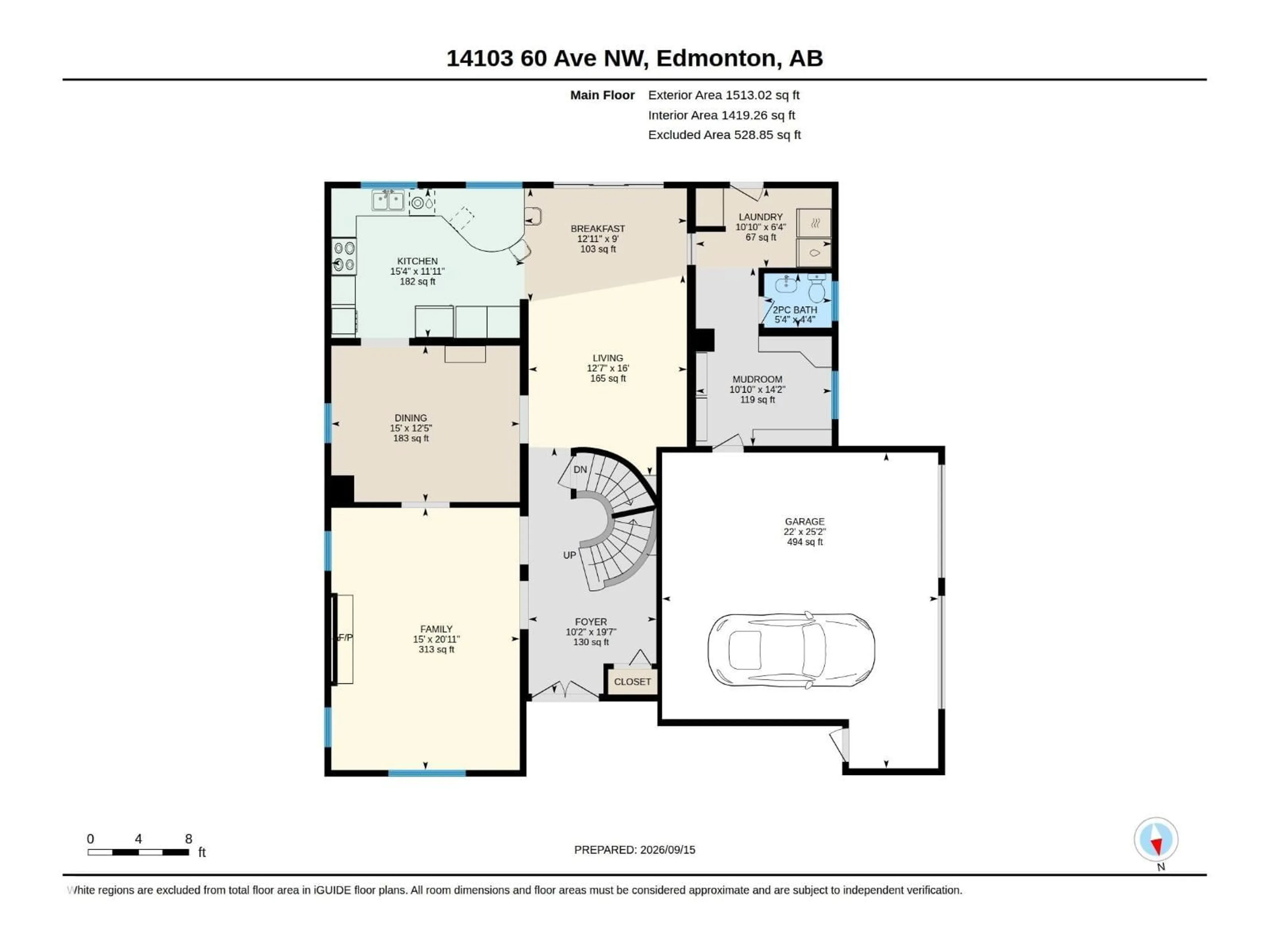 Floor plan for 14103 60 AV, Edmonton Alberta T6H1J6