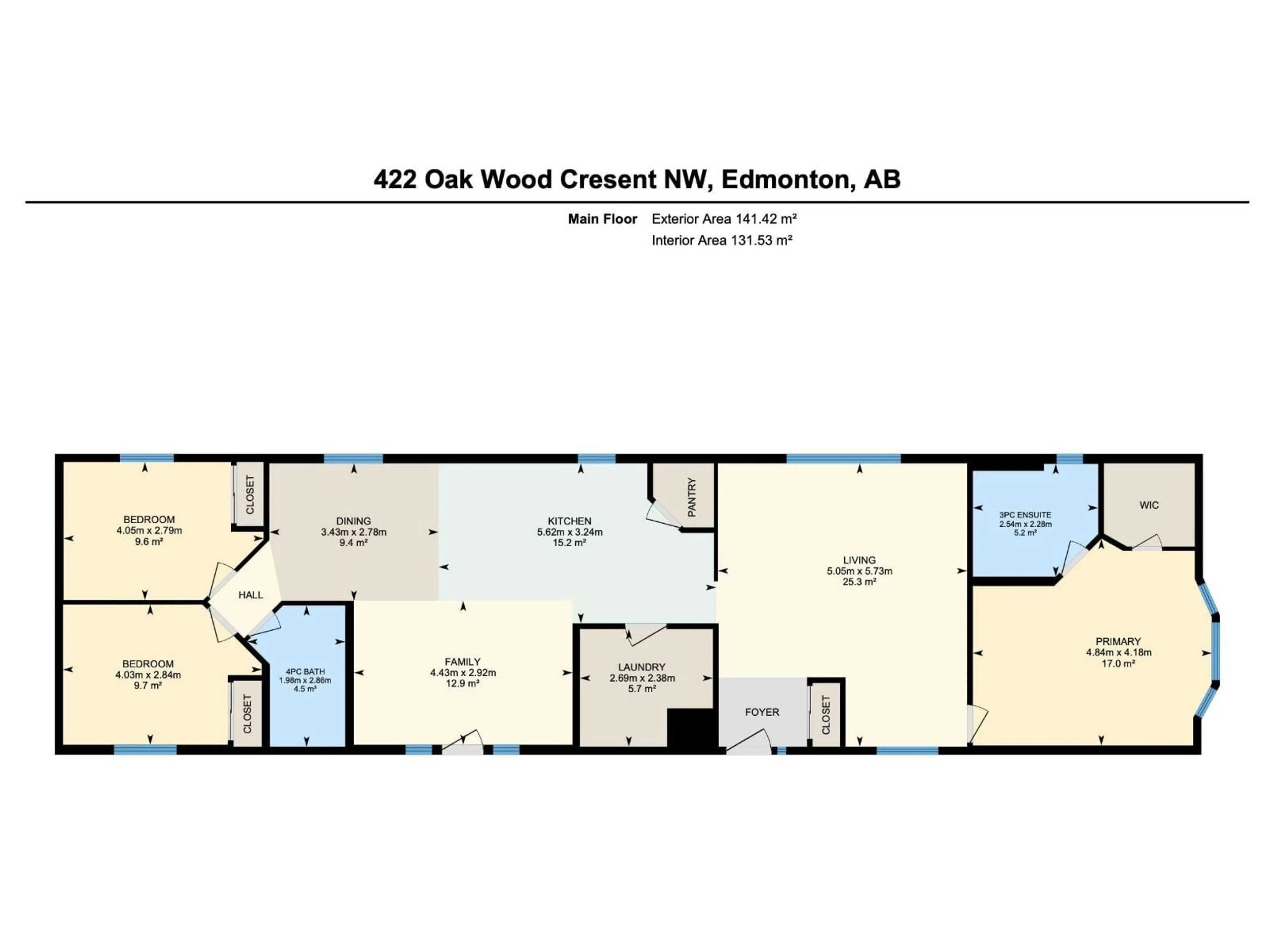 Floor plan for NW - 422 OAK WOOD CR, Edmonton Alberta T6P0B2