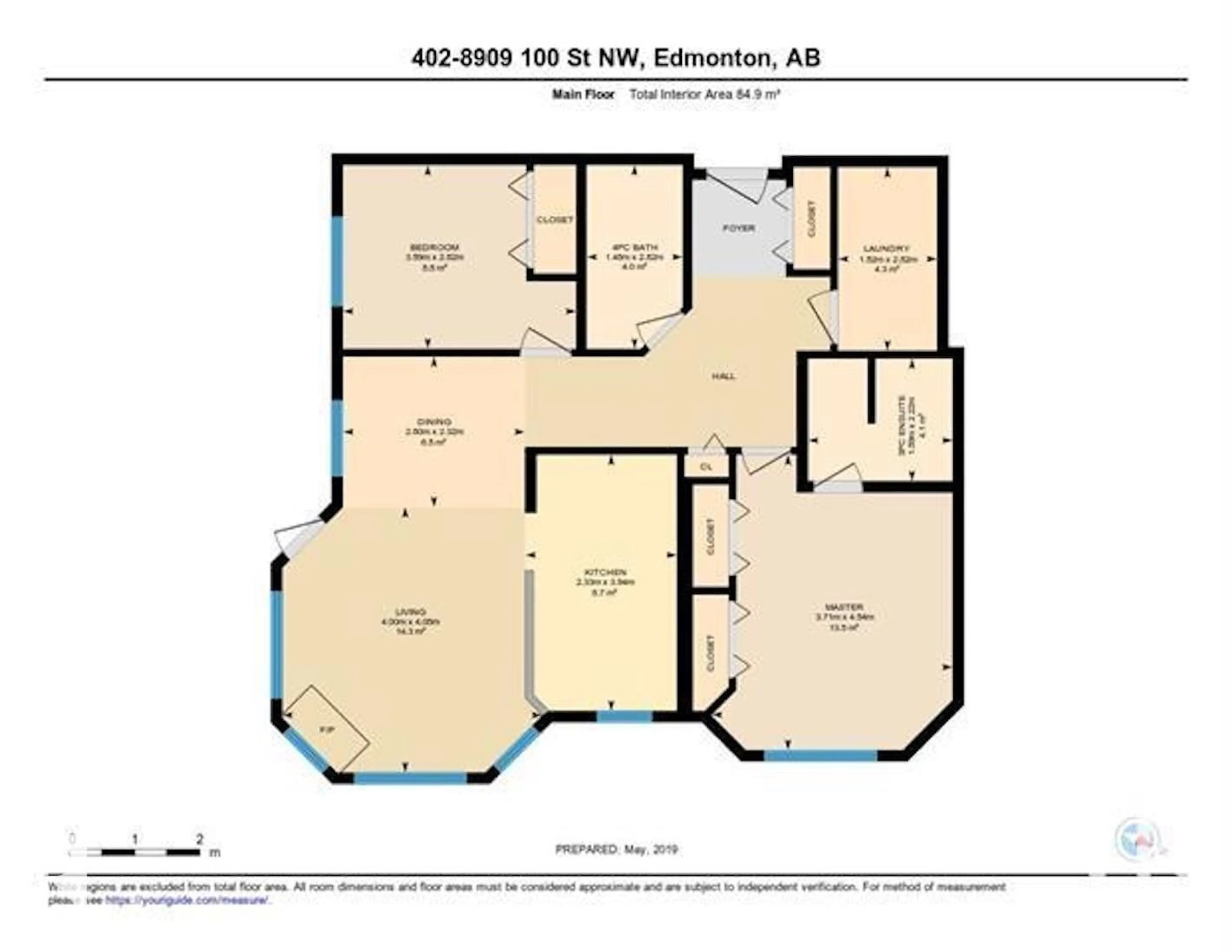 Floor plan for #402 - 8909 100 ST, Edmonton Alberta T6E6T4