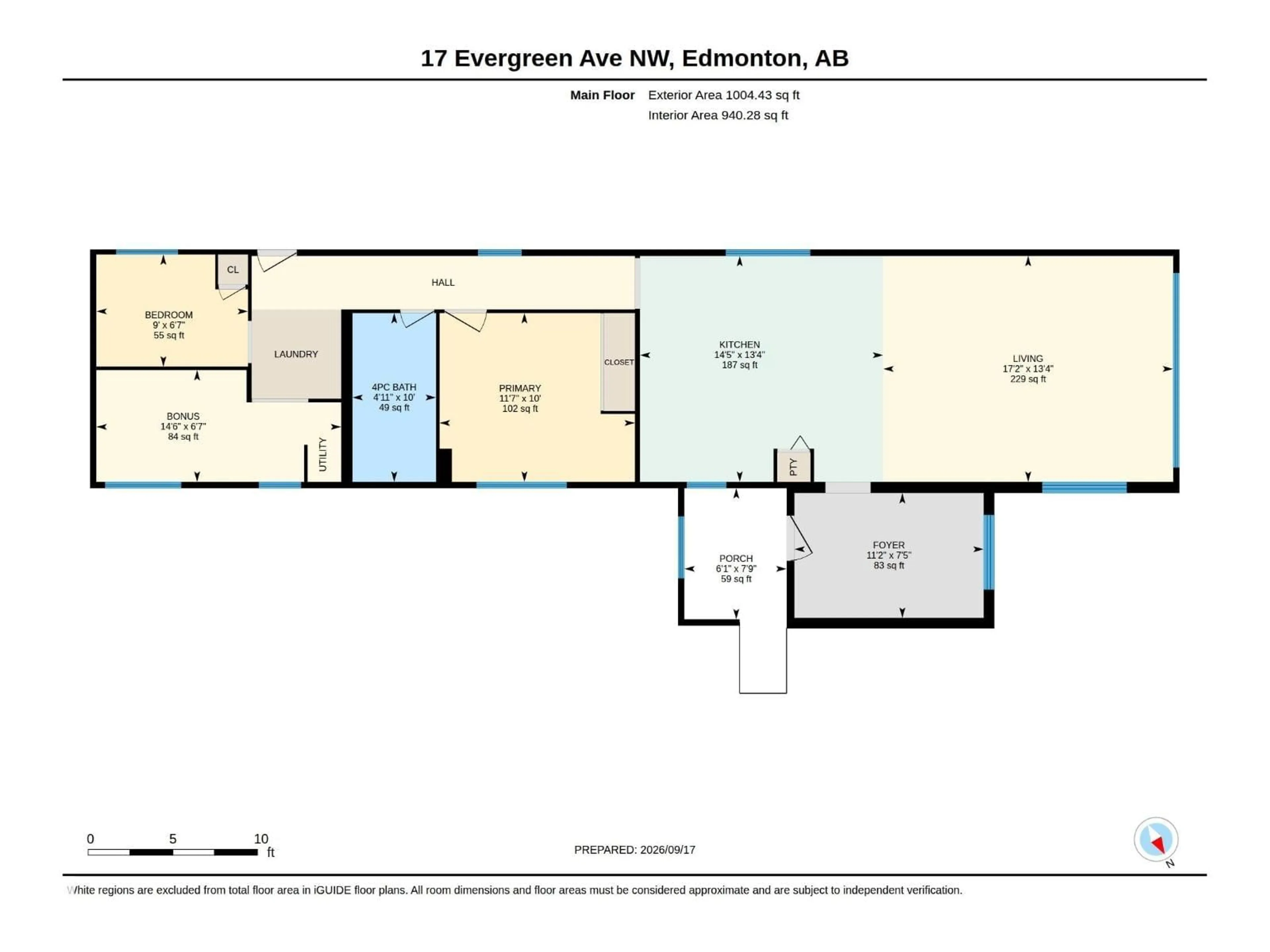 Floor plan for 17 EVERGREEN AVE, Edmonton Alberta T5Y4M2