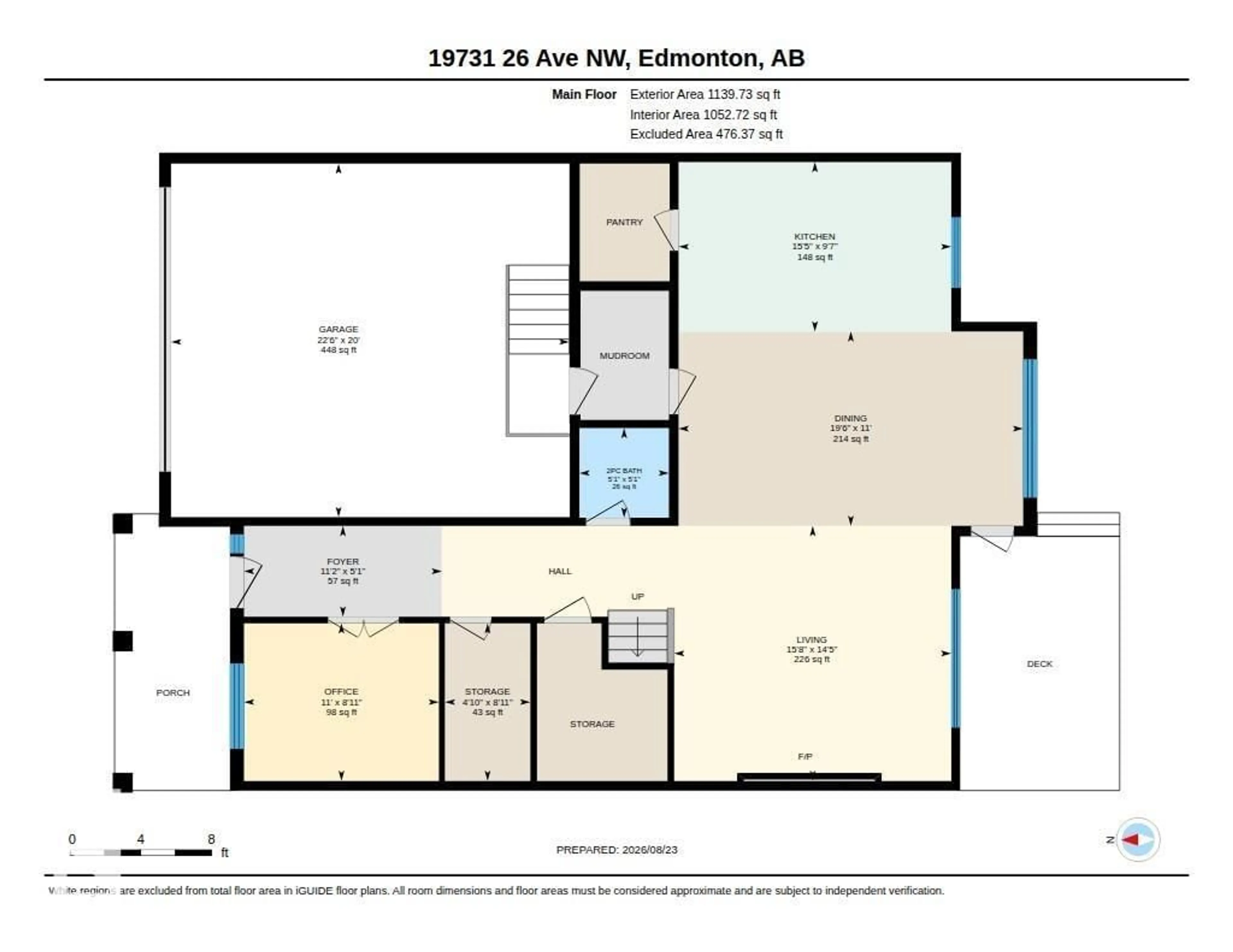 Floor plan for 19731 26 AV, Edmonton Alberta T6M0X5