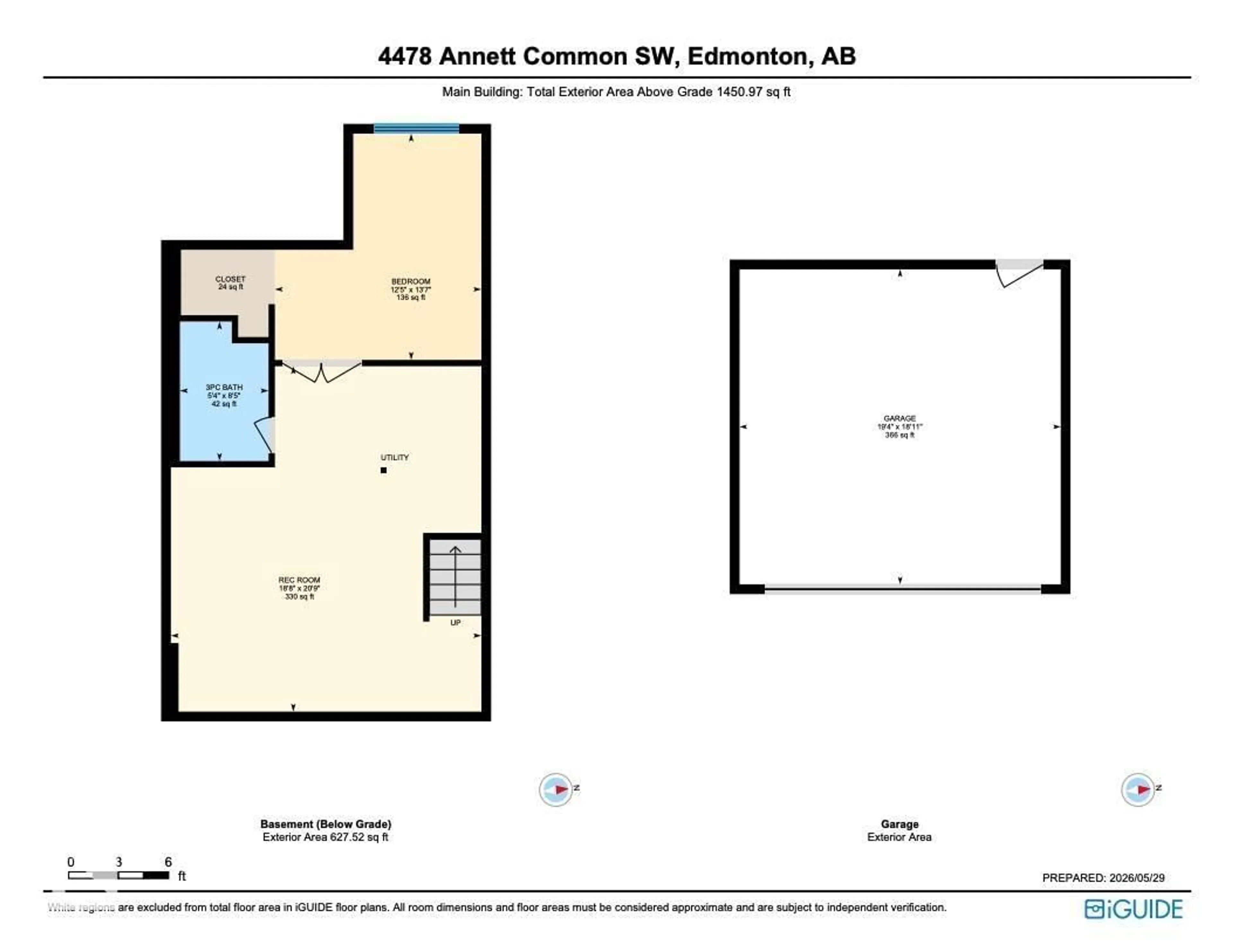 Floor plan for SW - 4478 ANNETT CM, Edmonton Alberta T6W2V7