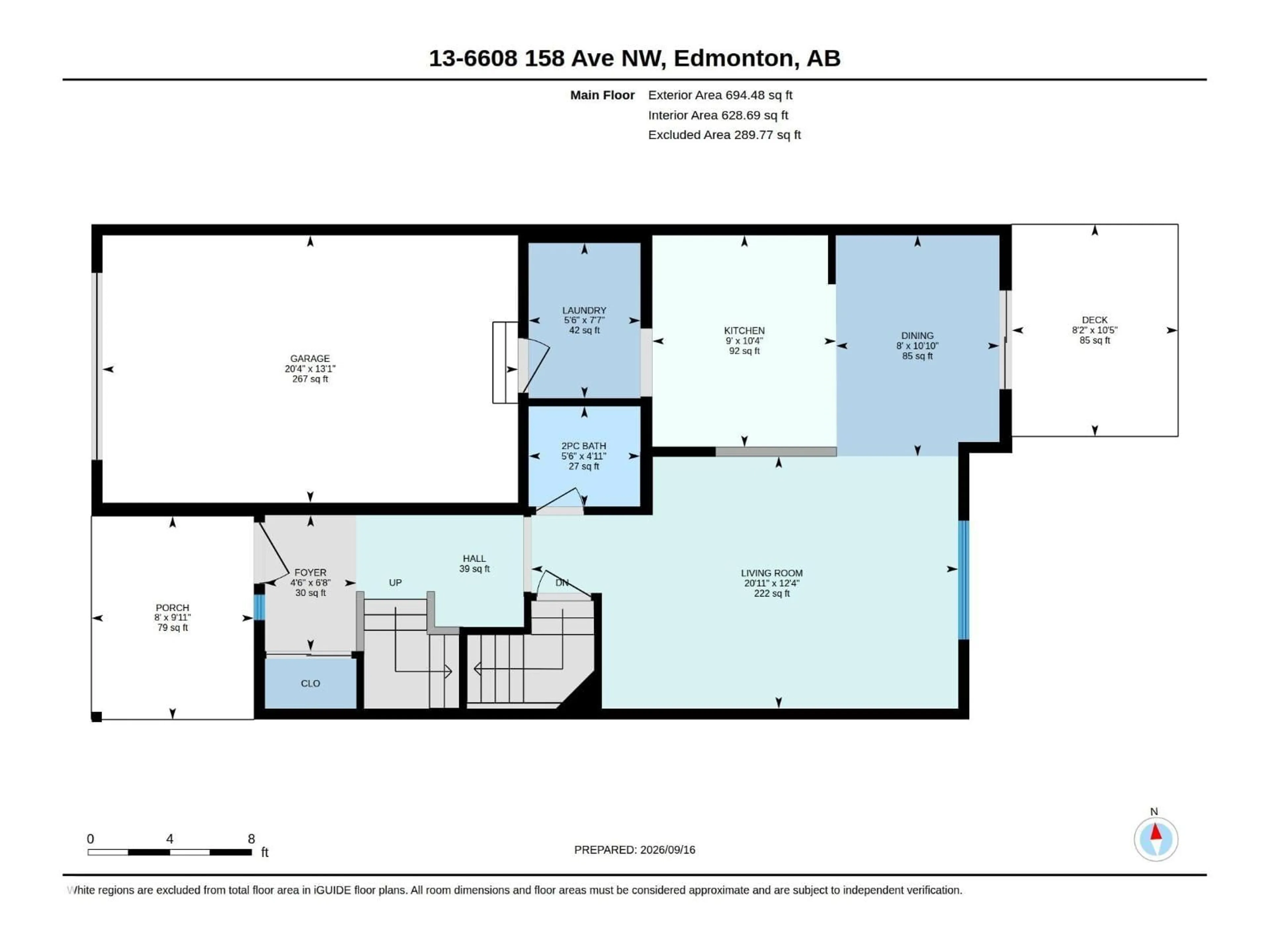 Floor plan for #13 - 6608 158 AV, Edmonton Alberta T5Z3H1