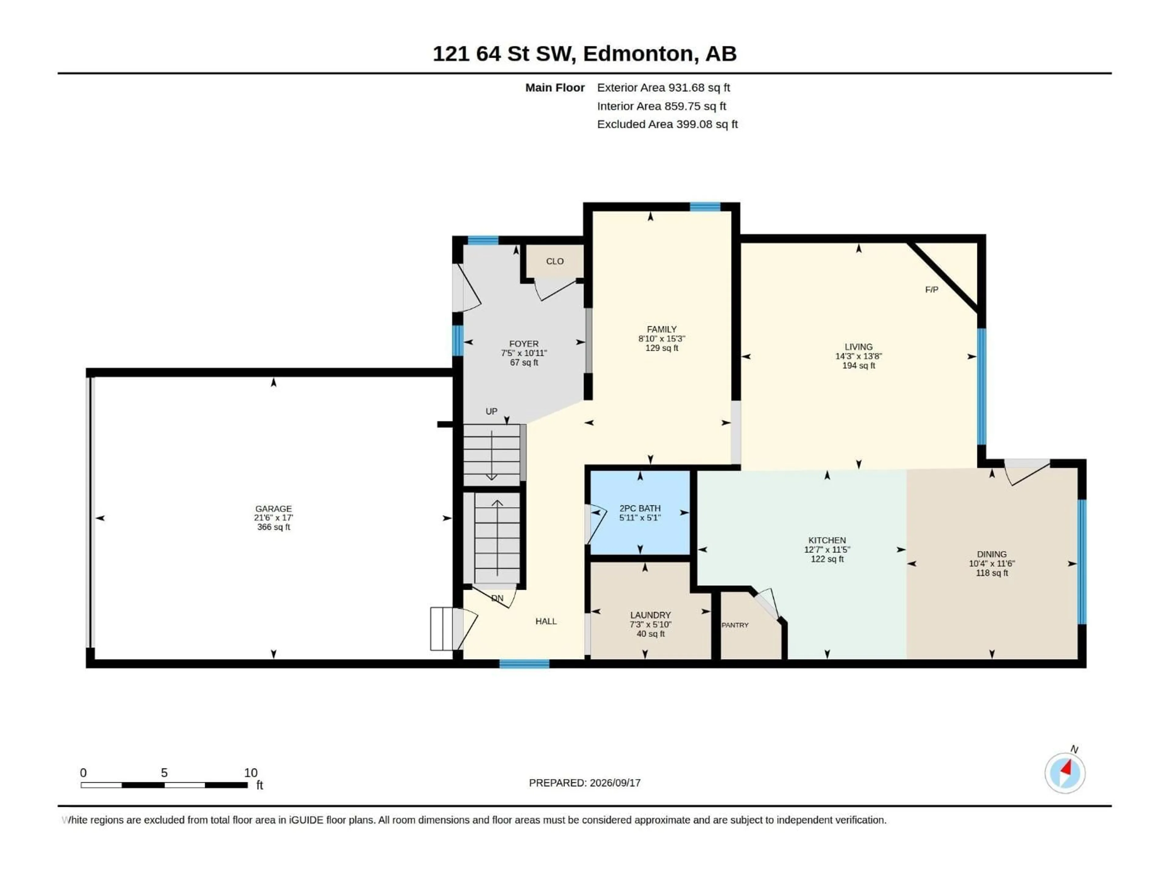 Floor plan for SW - 121 64 ST, Edmonton Alberta T6W0B6