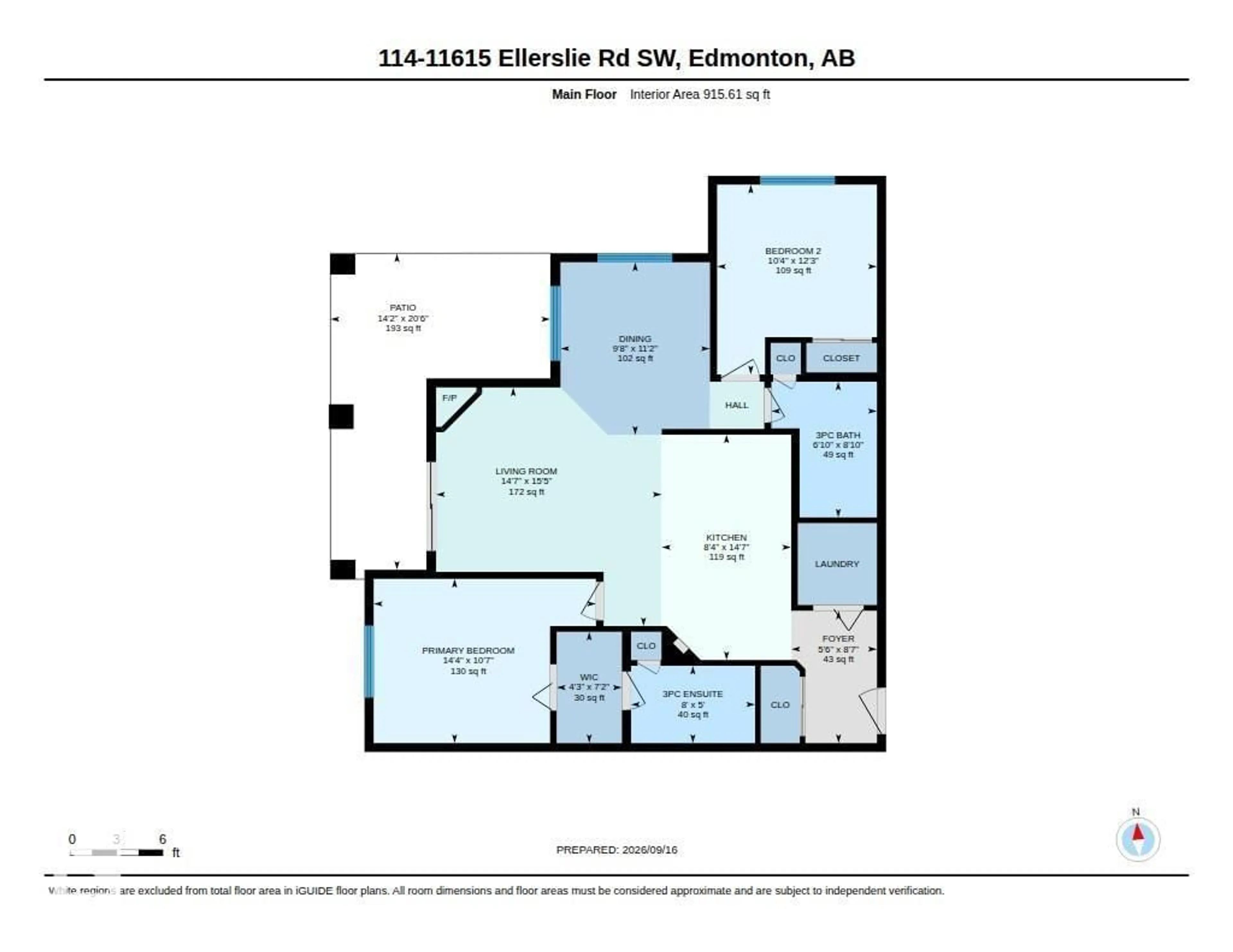 Floor plan for #114 - 11615 ELLERSLIE RD, Edmonton Alberta T6W0J3