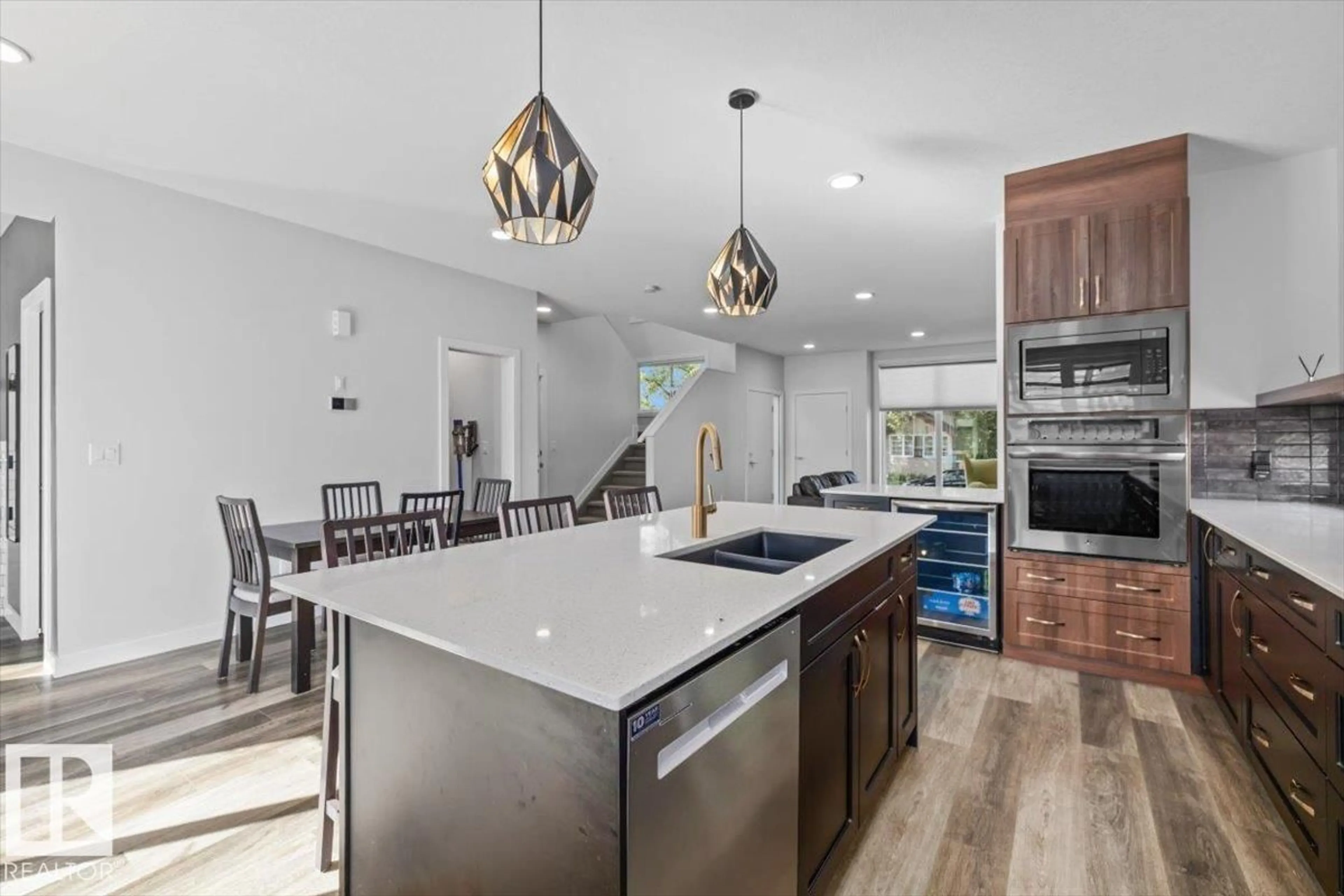Open concept kitchen, ceramic/tile floor for 9817 77 AV, Edmonton Alberta T6E1M3