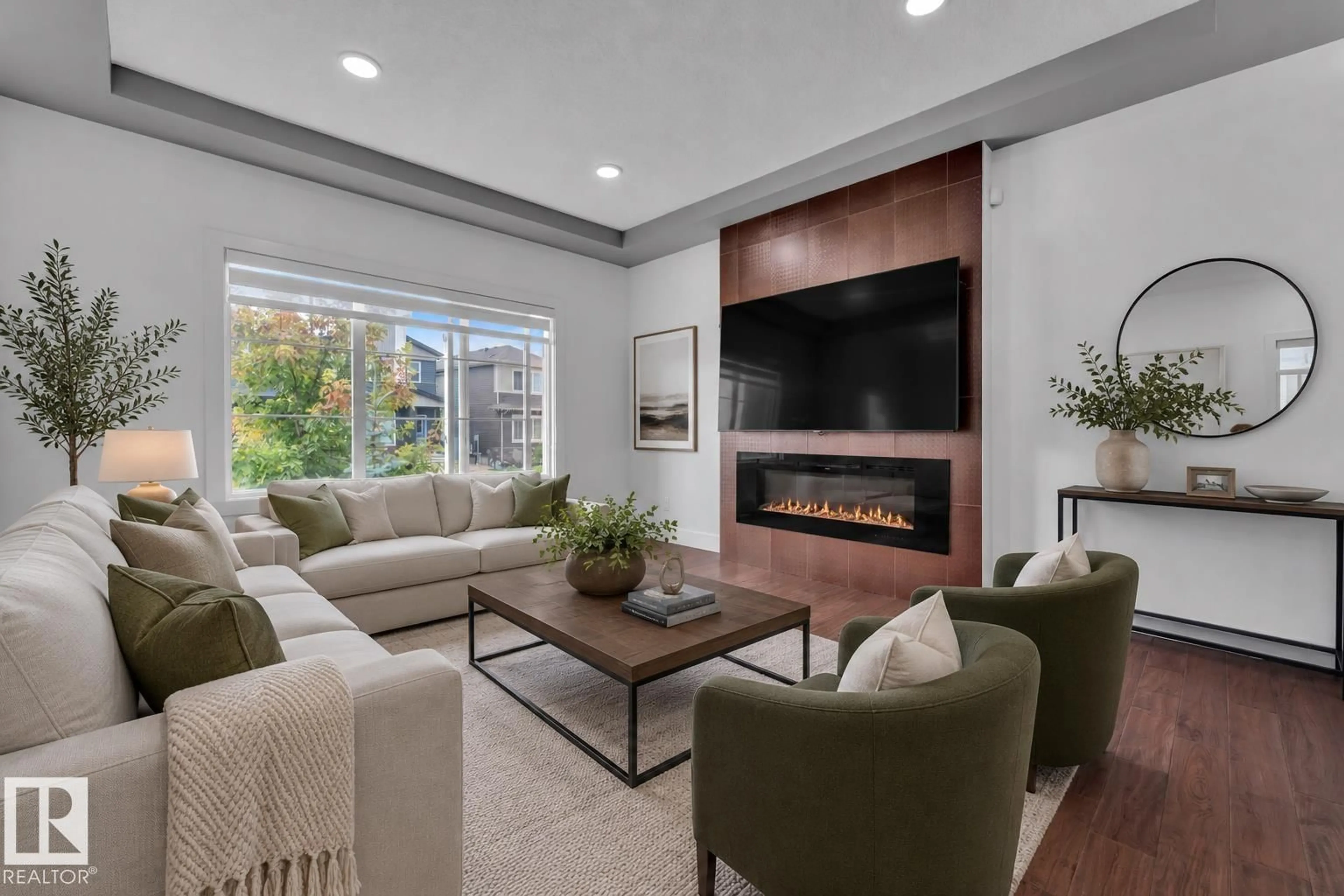 Living room with furniture, unknown for 6454 177A AV, Edmonton Alberta T5Y3X2