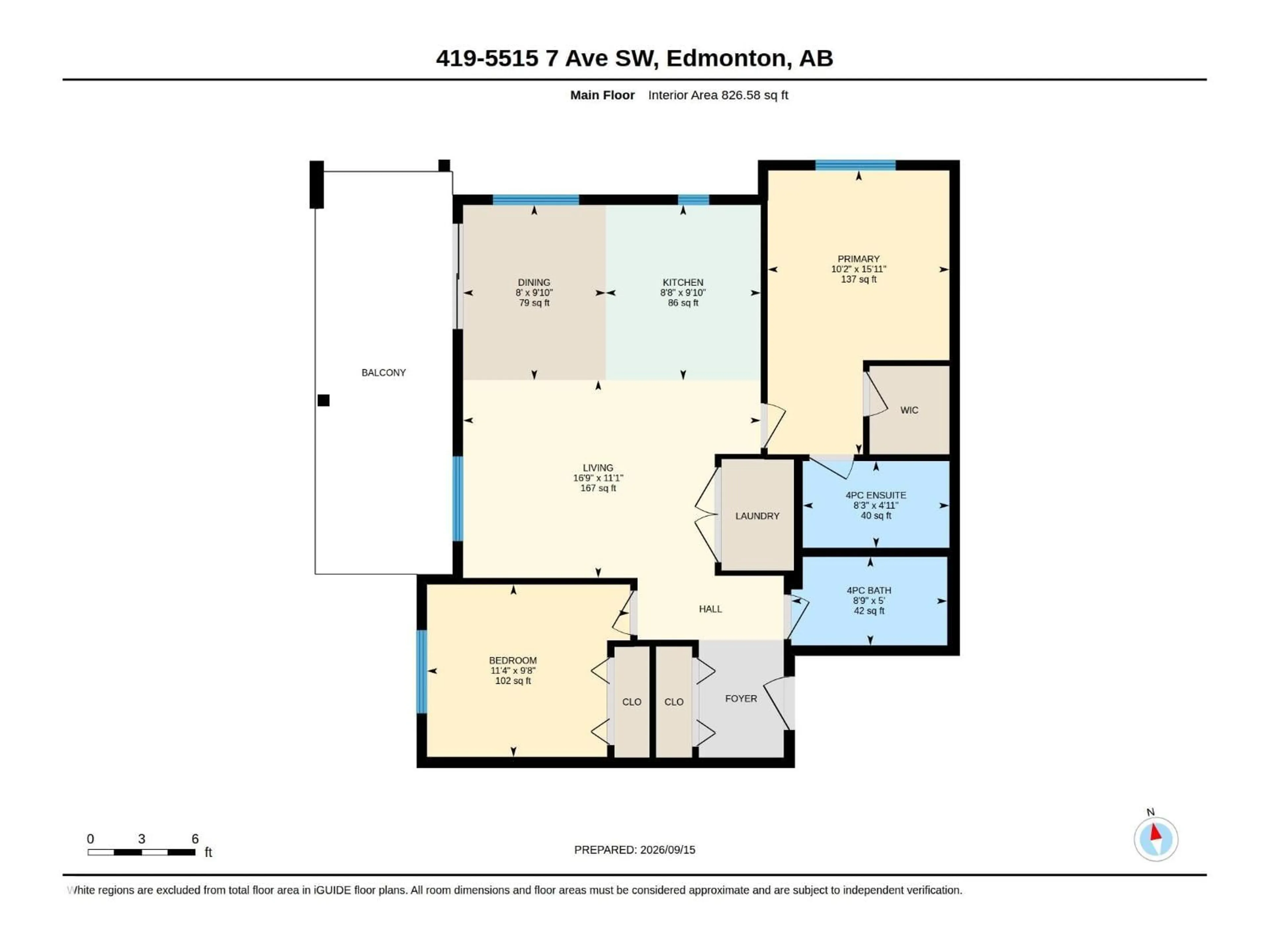 Floor plan for 419 - 5515 7 AV, Edmonton Alberta T6X2A8