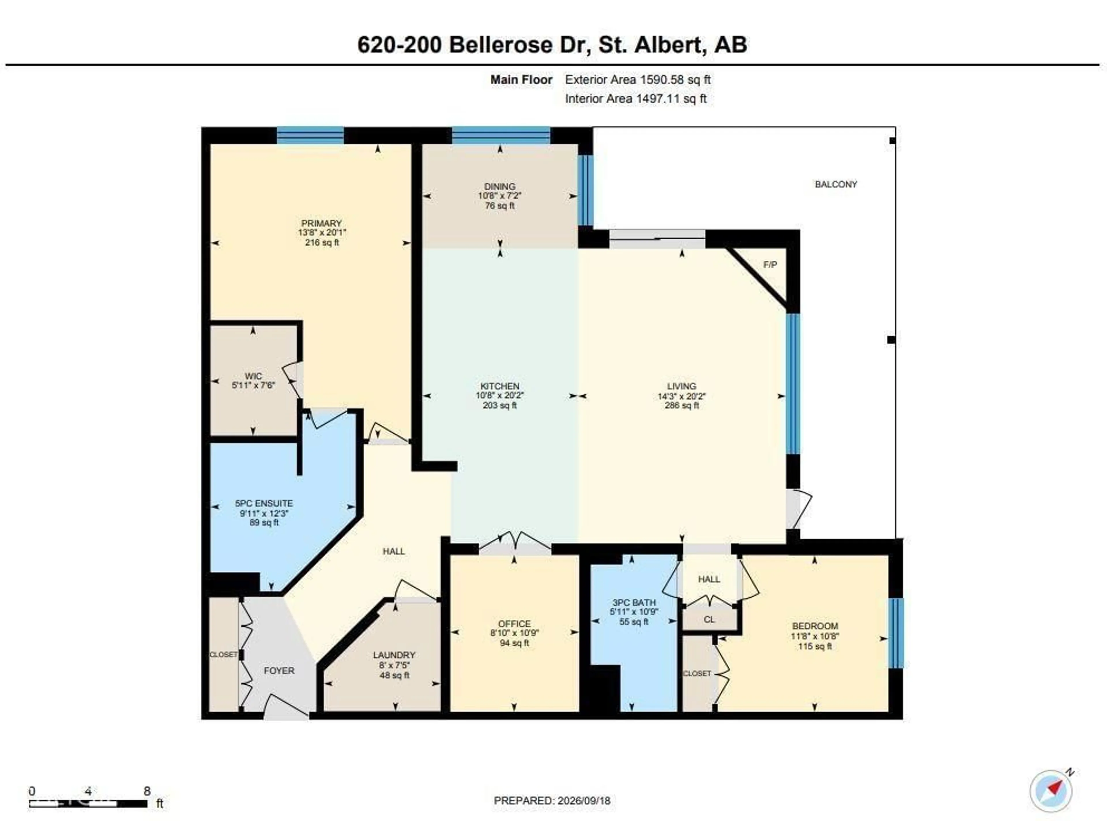 Floor plan for 200 - 620 BELLEROSE DR, St. Albert Alberta T8N7P7