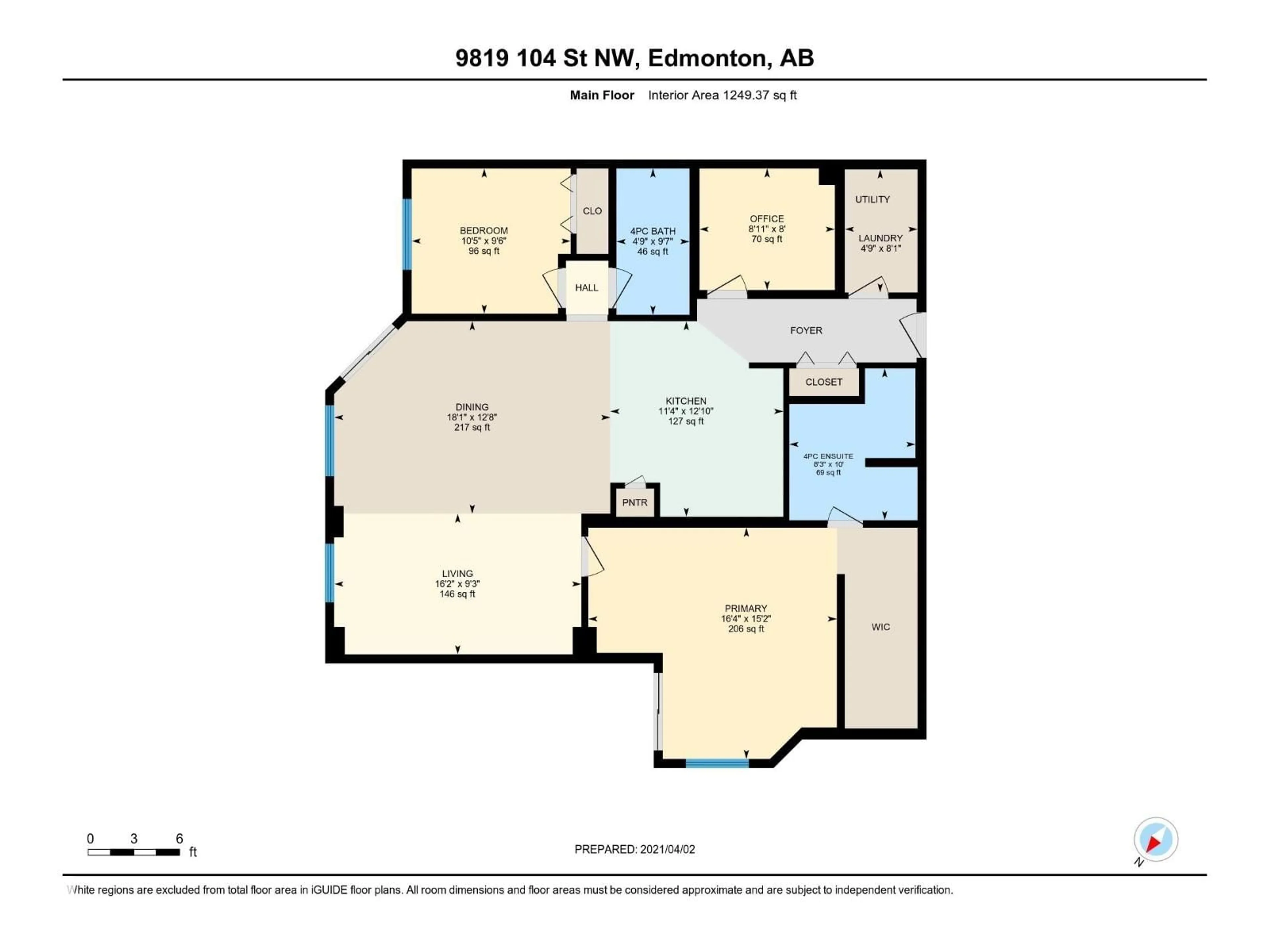 Floor plan for 9819 - 1302 104 ST, Edmonton Alberta T5K0Y8