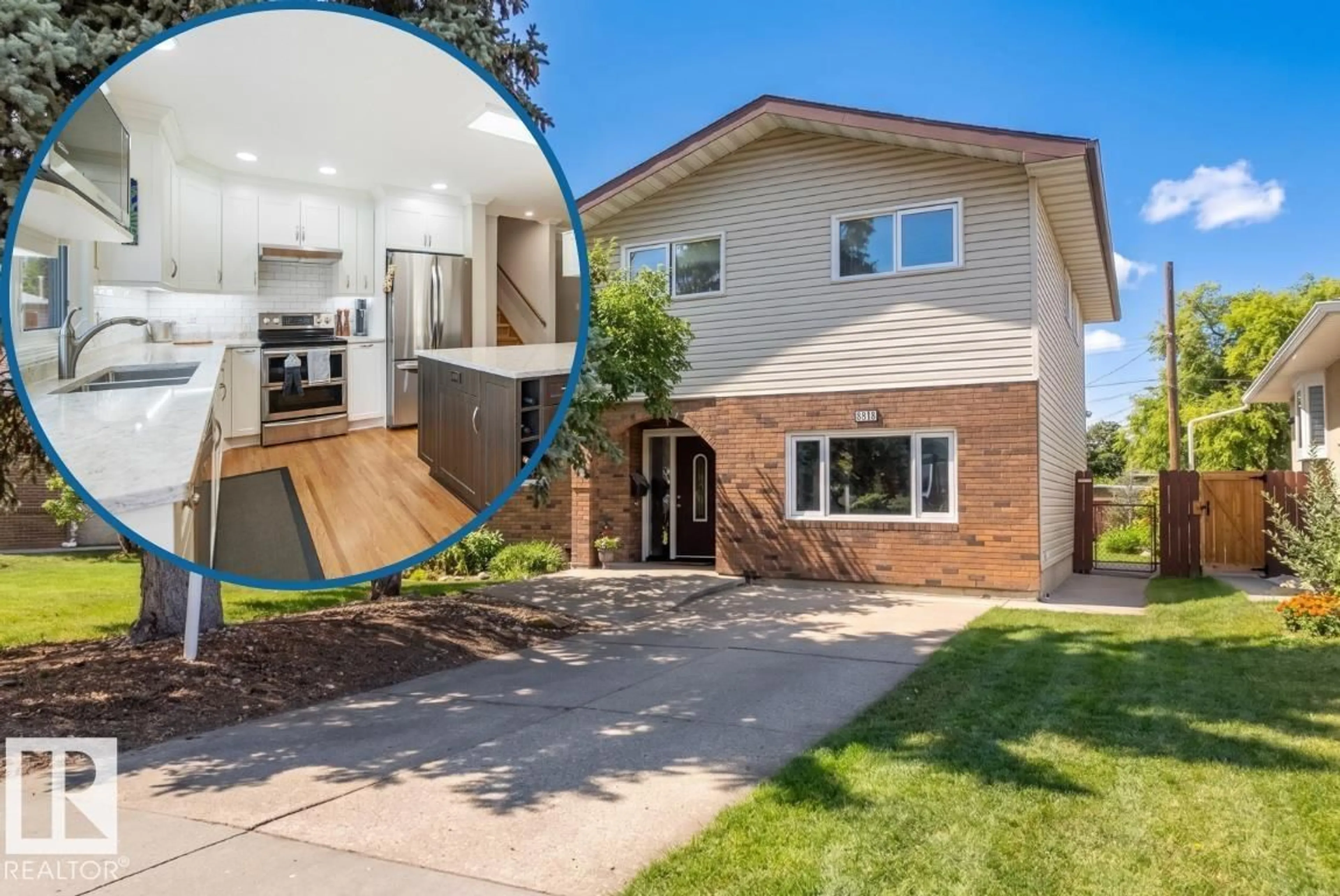 Home with vinyl exterior material, street for 8818 161 ST, Edmonton Alberta T5R2L2