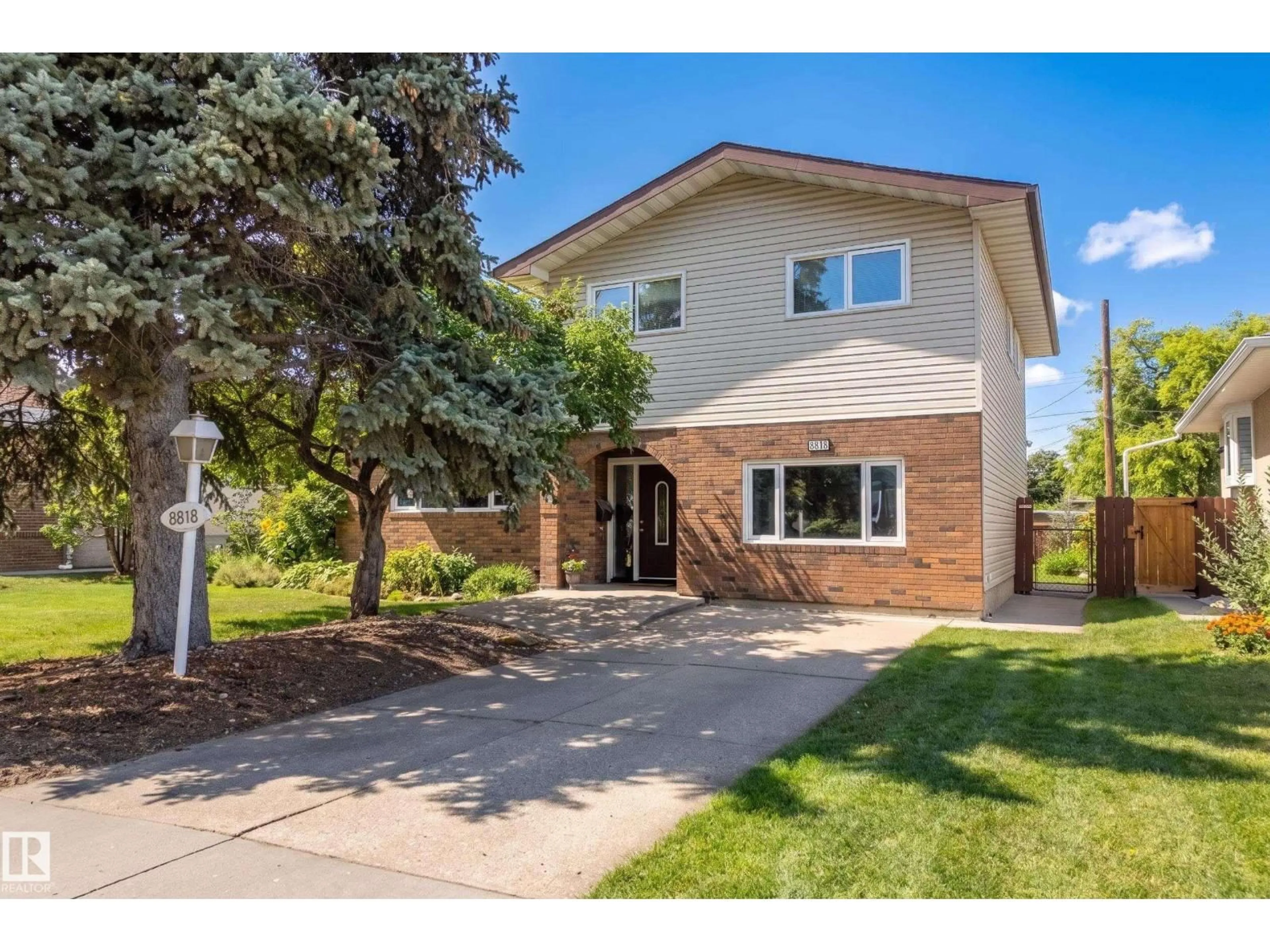 Home with brick exterior material, street for 8818 161 ST, Edmonton Alberta T5R2L2