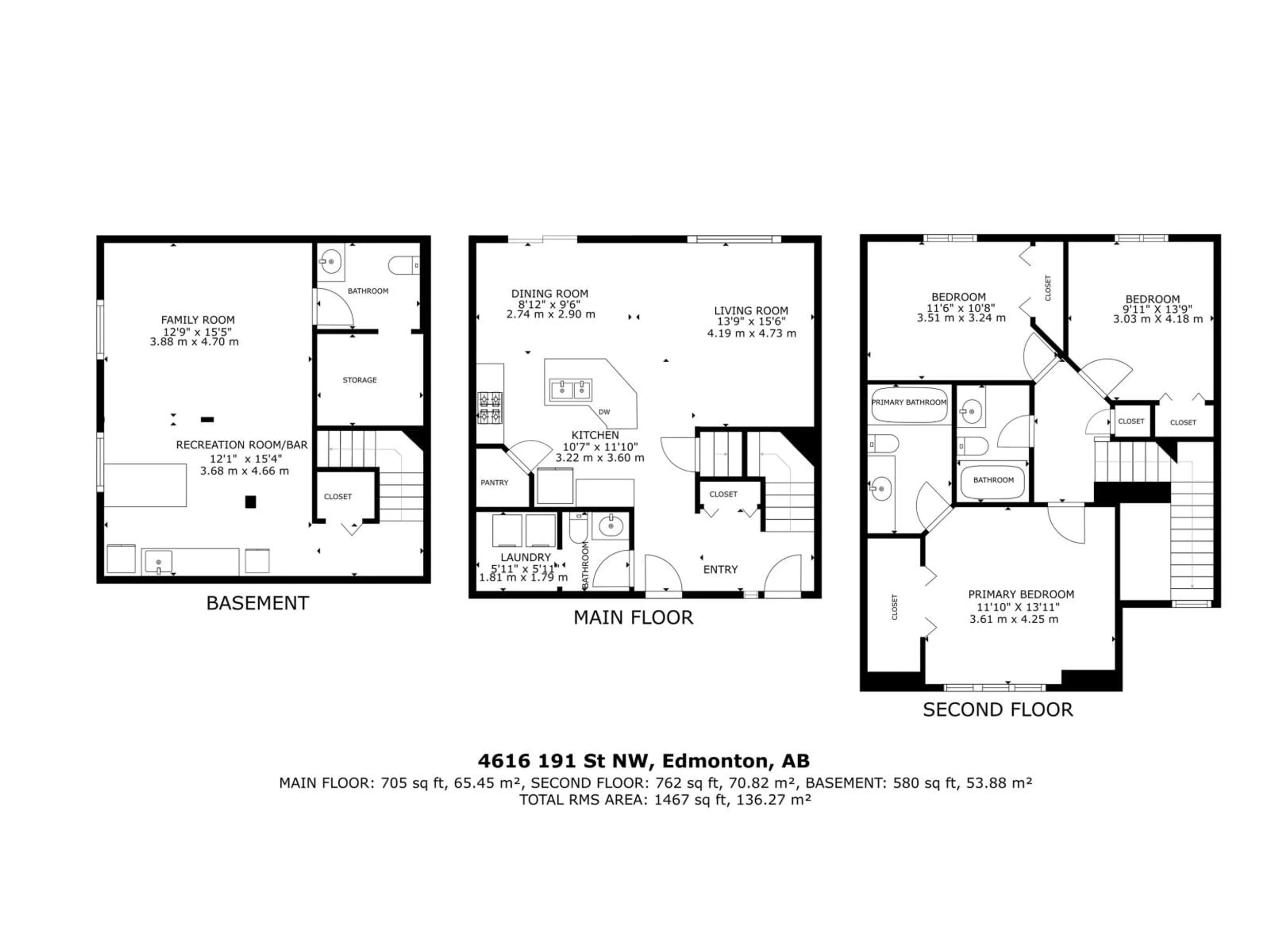 Floor plan for NW - 4616 191 ST, Edmonton Alberta T6M2Y2