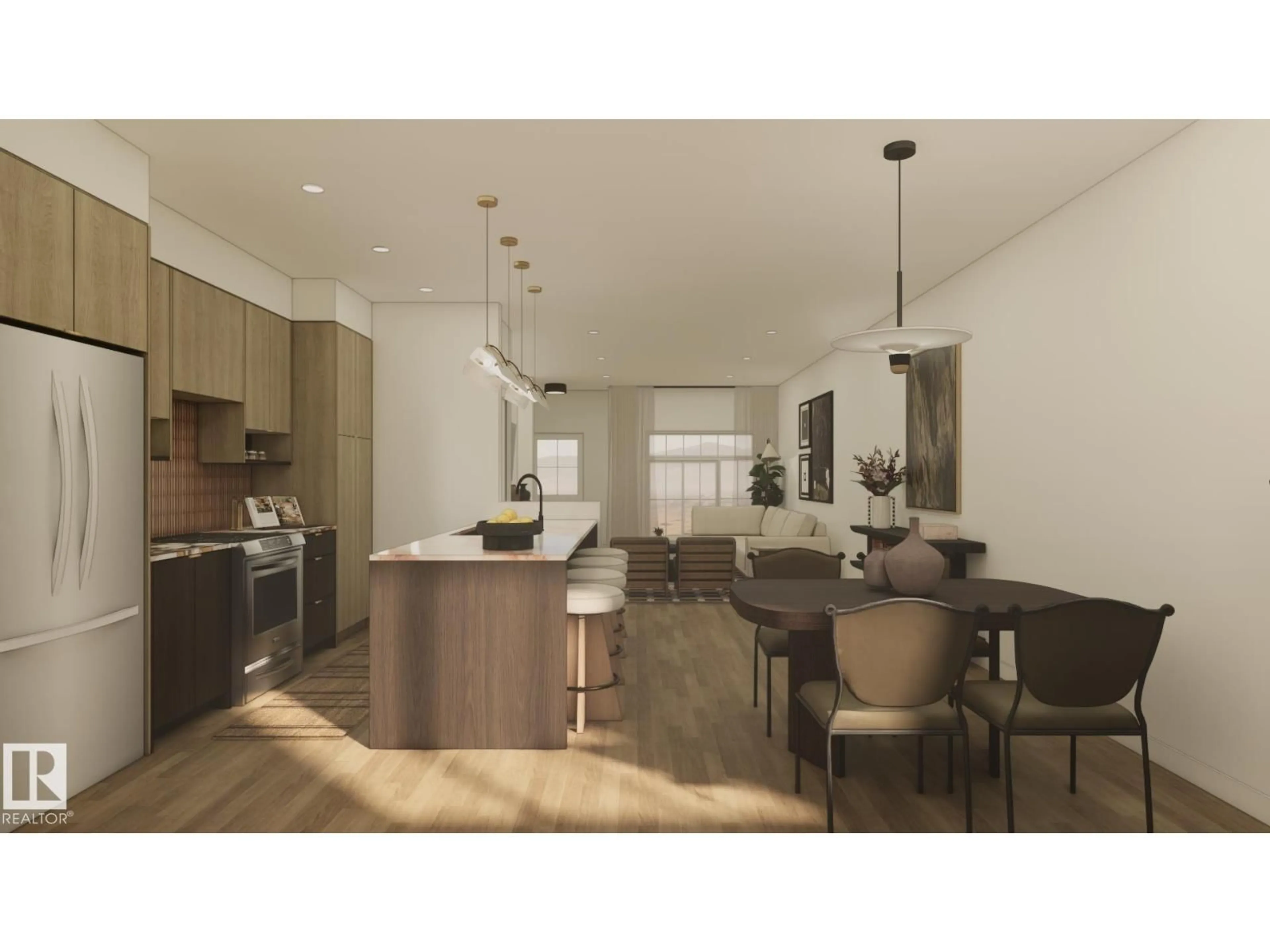 Open concept kitchen, wood/laminate floor for 73 CUDDIE DR, Sherwood Park Alberta T8H3C8