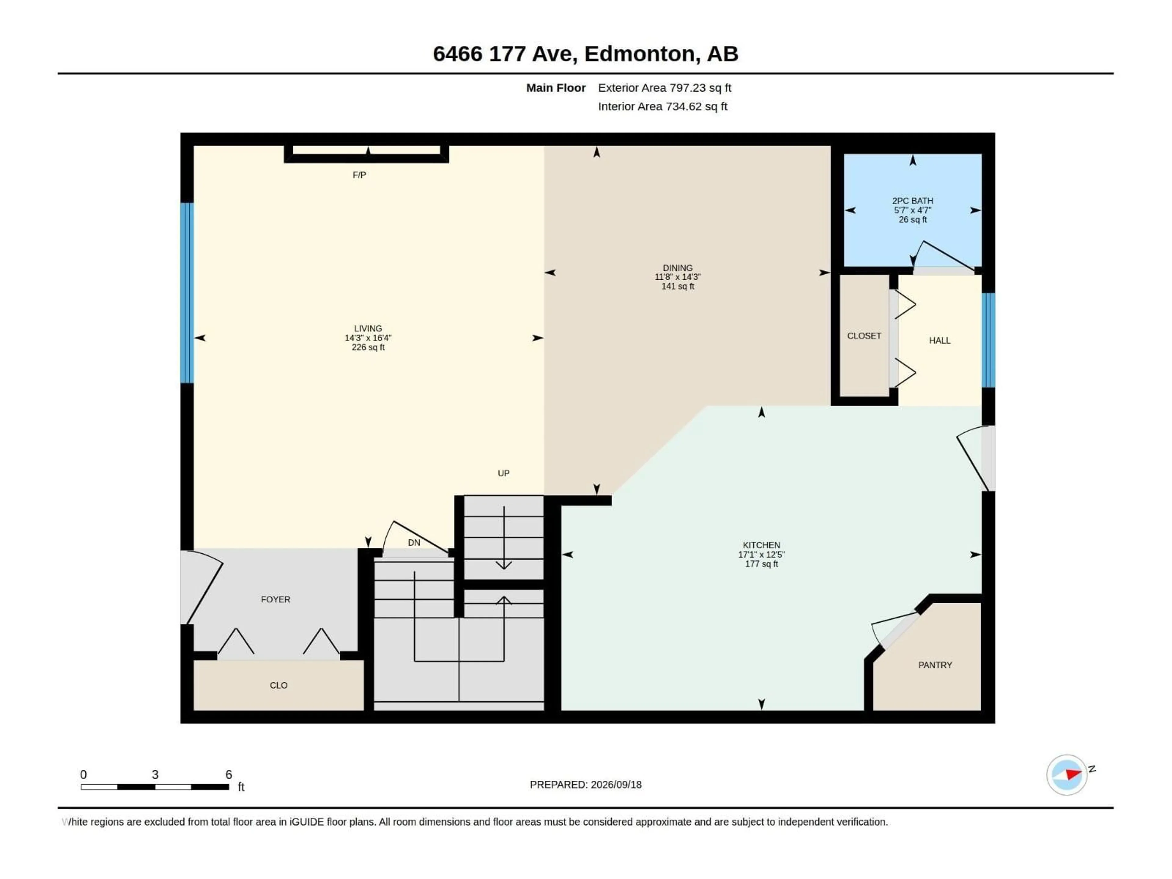 Floor plan for 6466 177A AV, Edmonton Alberta T5Y3X2