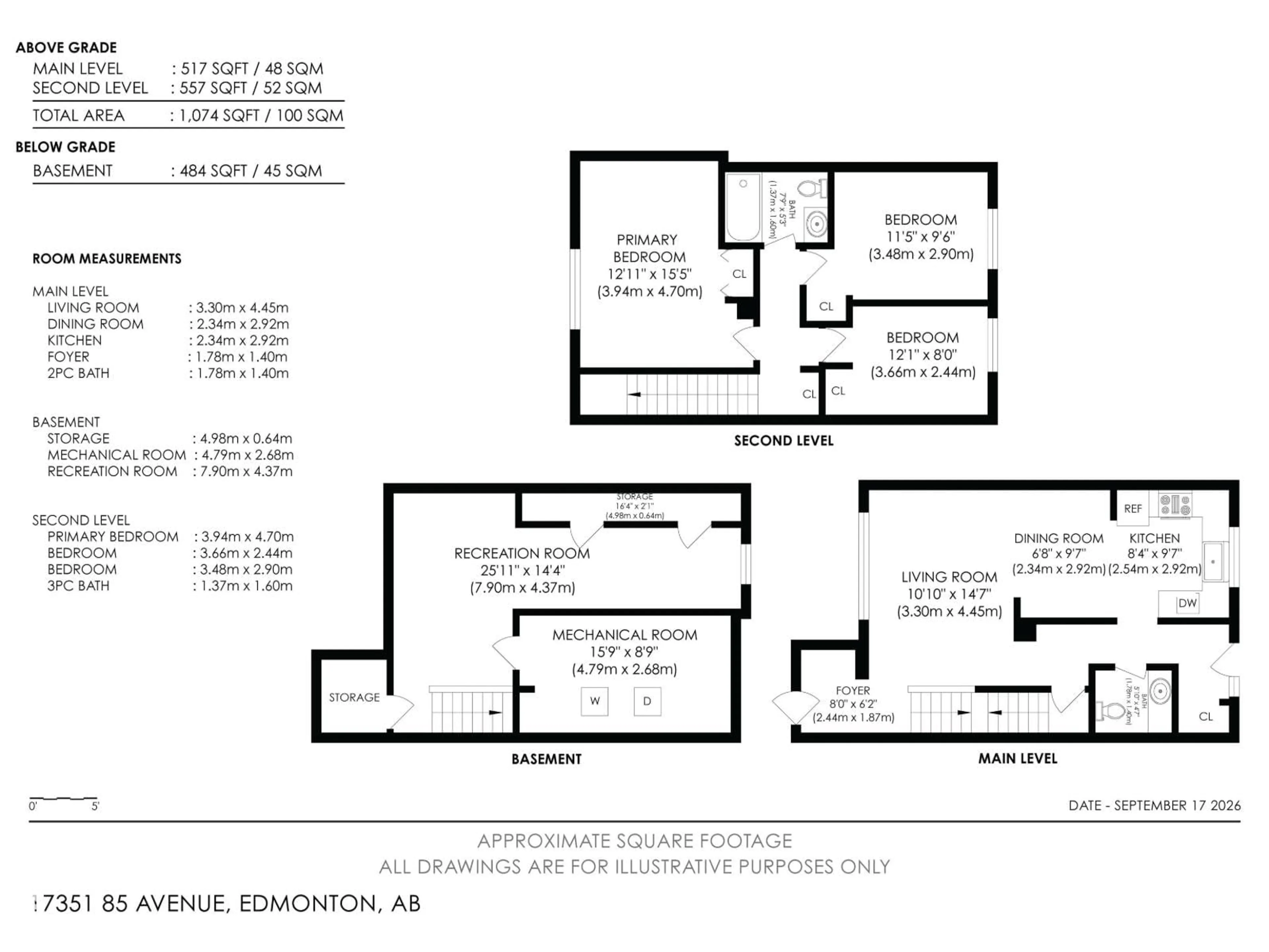 Floor plan for 17351 85 AV, Edmonton Alberta T5T0P7