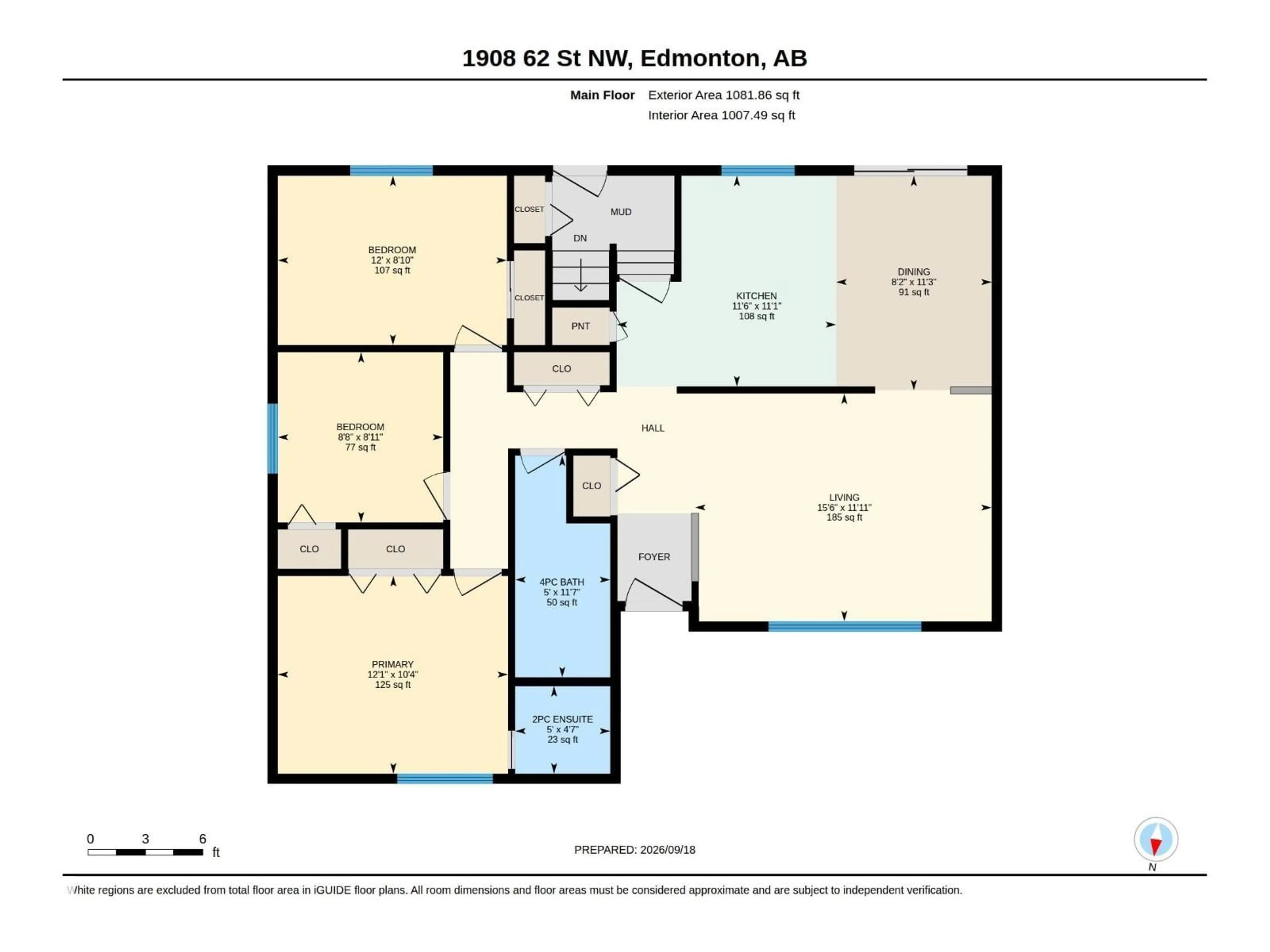 Floor plan for 1908 62 ST, Edmonton Alberta T6L1L9