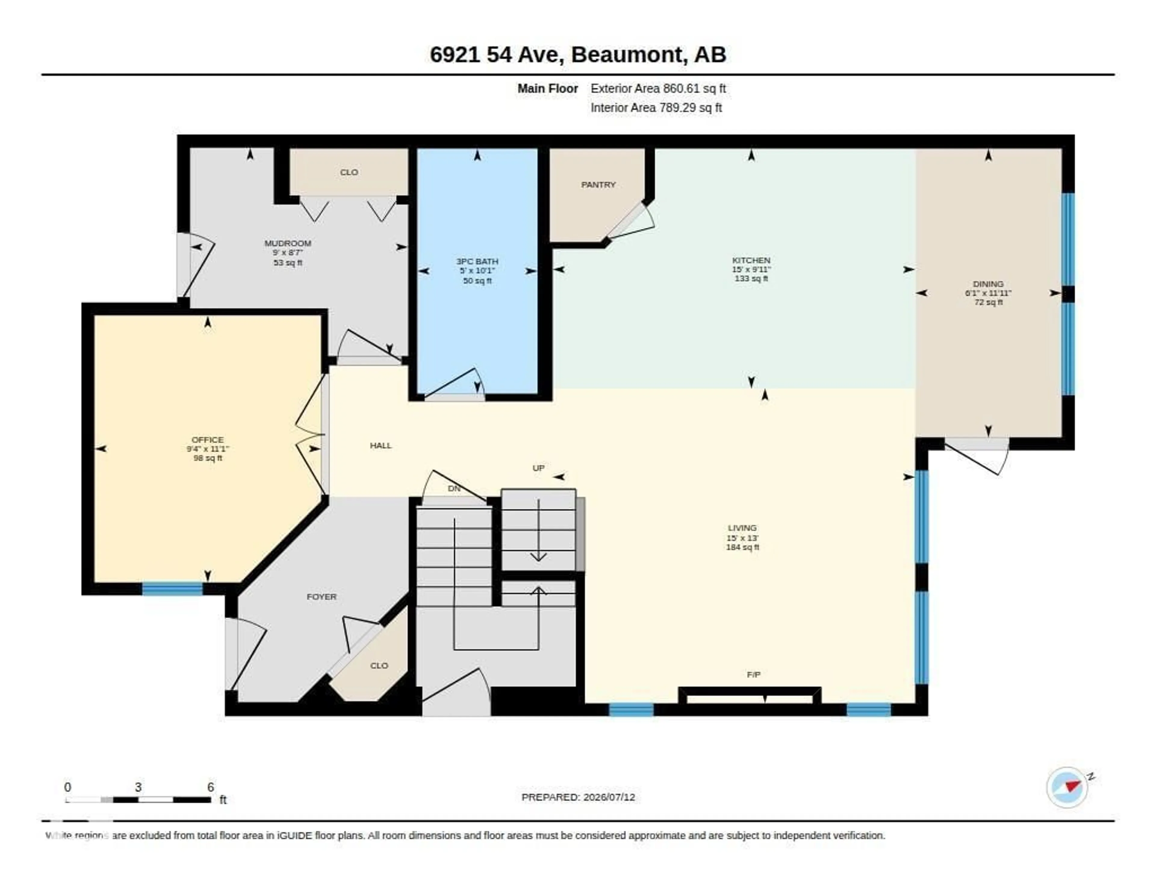 Floor plan for 6921 54 AV, Beaumont Alberta T4X2Z7