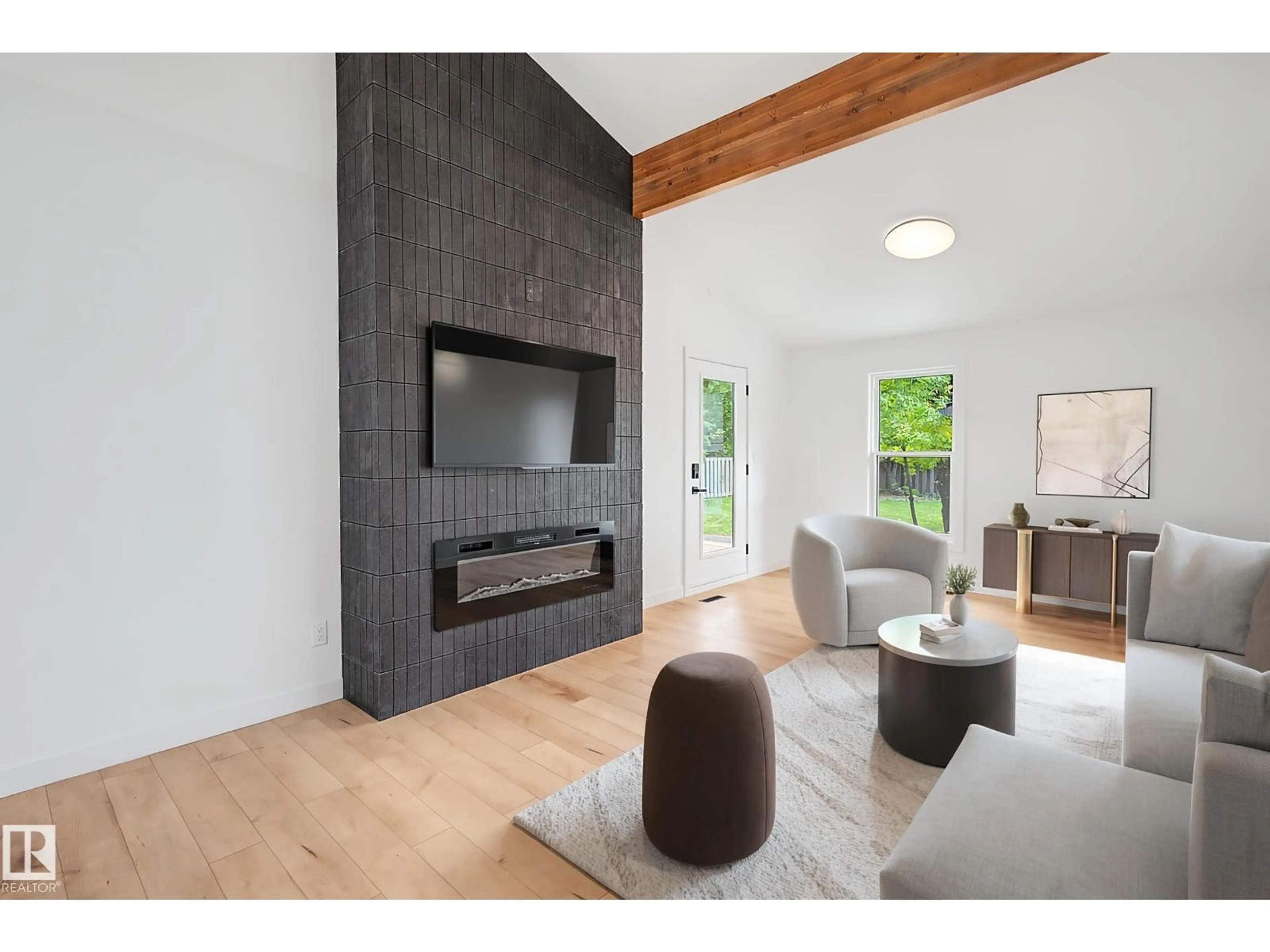 Living room with furniture, wood/laminate floor for 50 GILLIAN CR, St. Albert Alberta T8N0W1