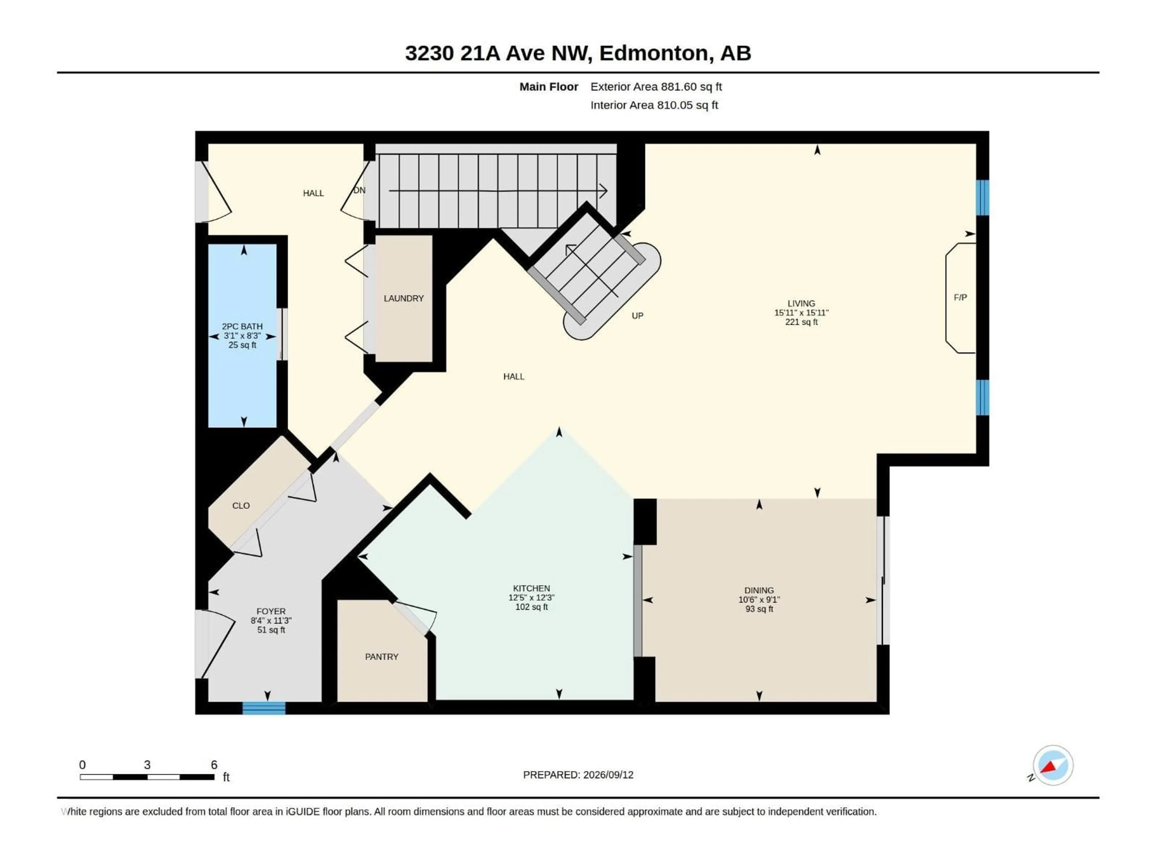 Floor plan for 3230 21A AV, Edmonton Alberta T6T0K5