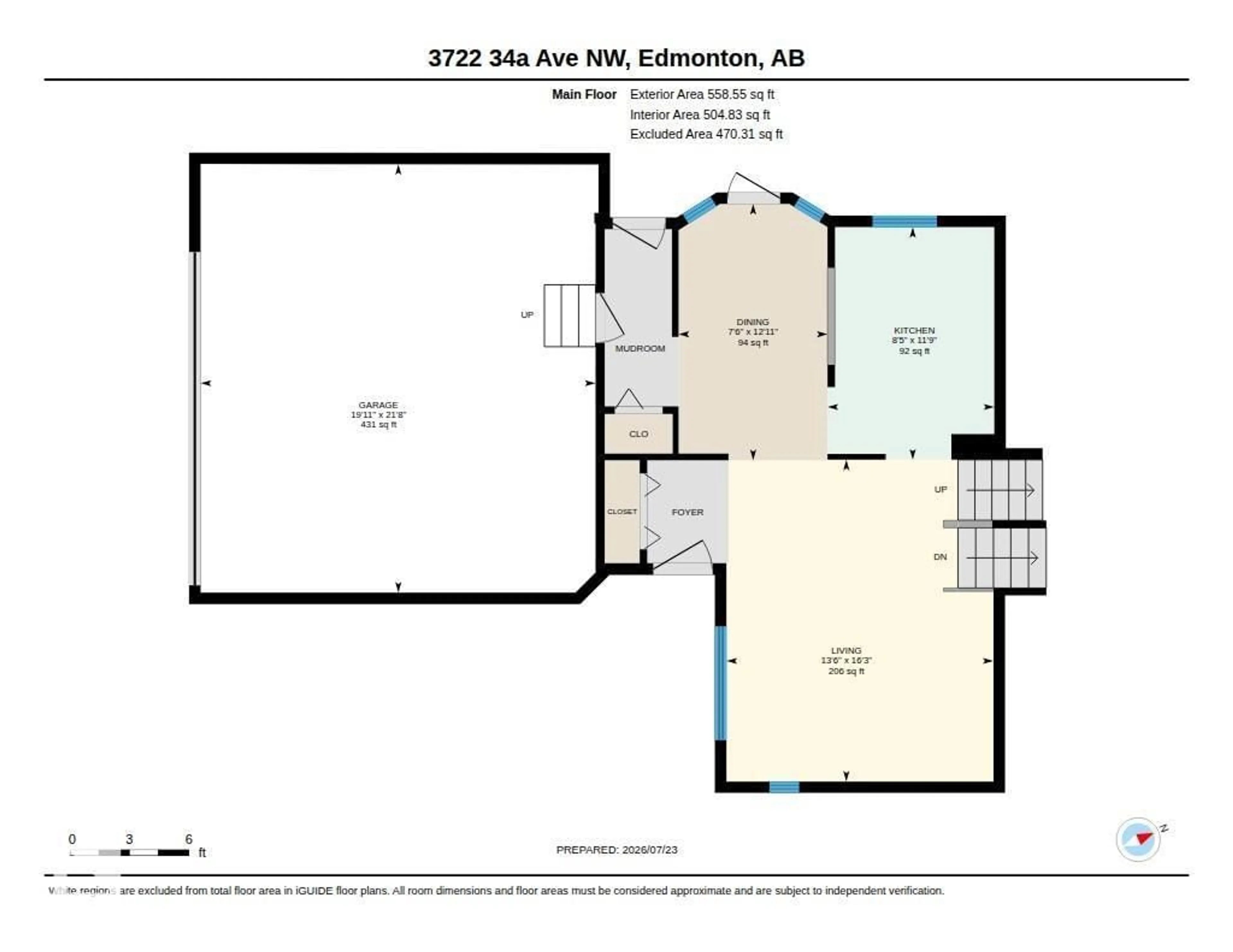 Floor plan for 3722 34A AV NW, Edmonton Alberta T6L4Z2