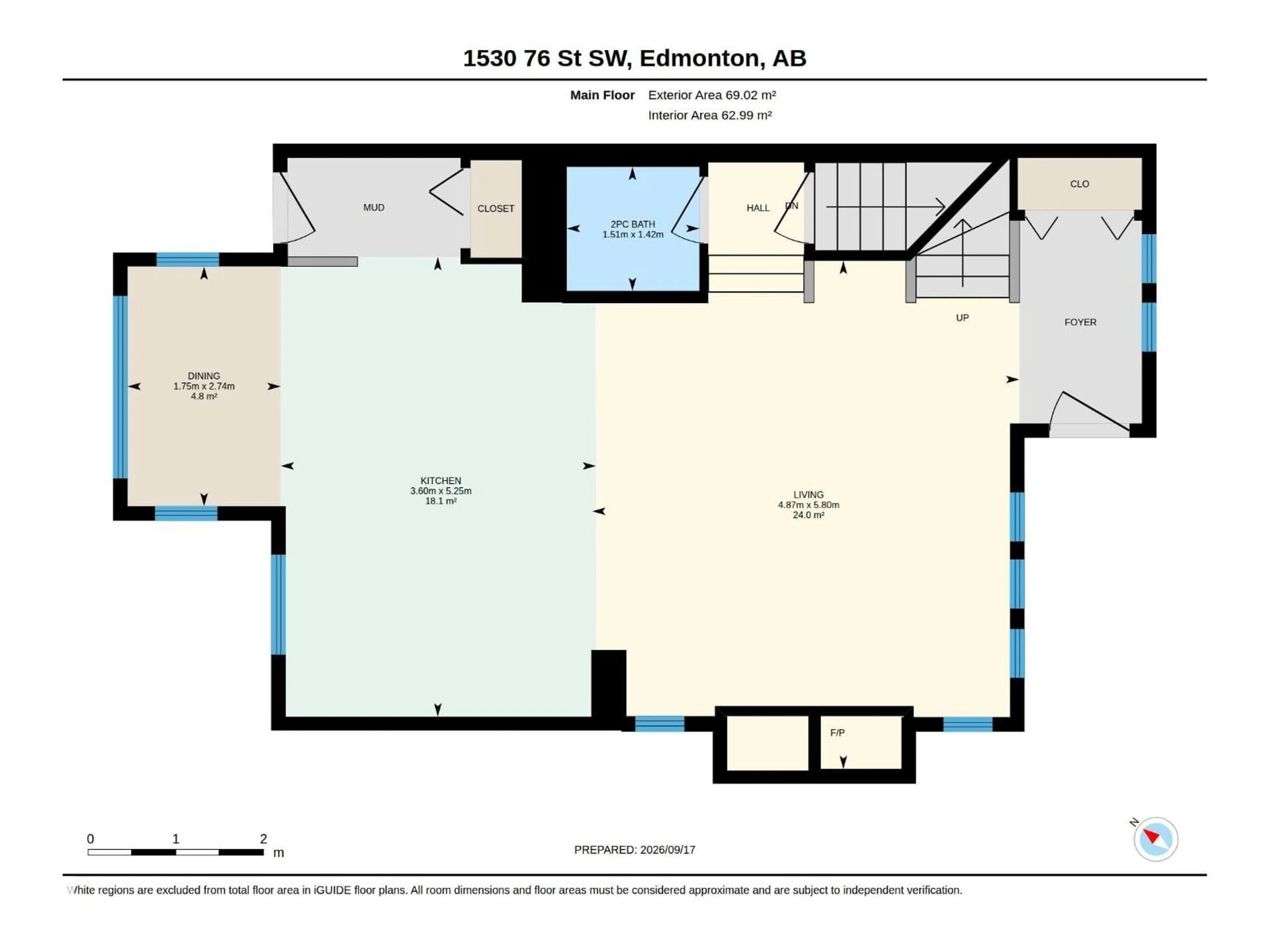 Floor plan for 1530 76 ST, Edmonton Alberta T6X1M3