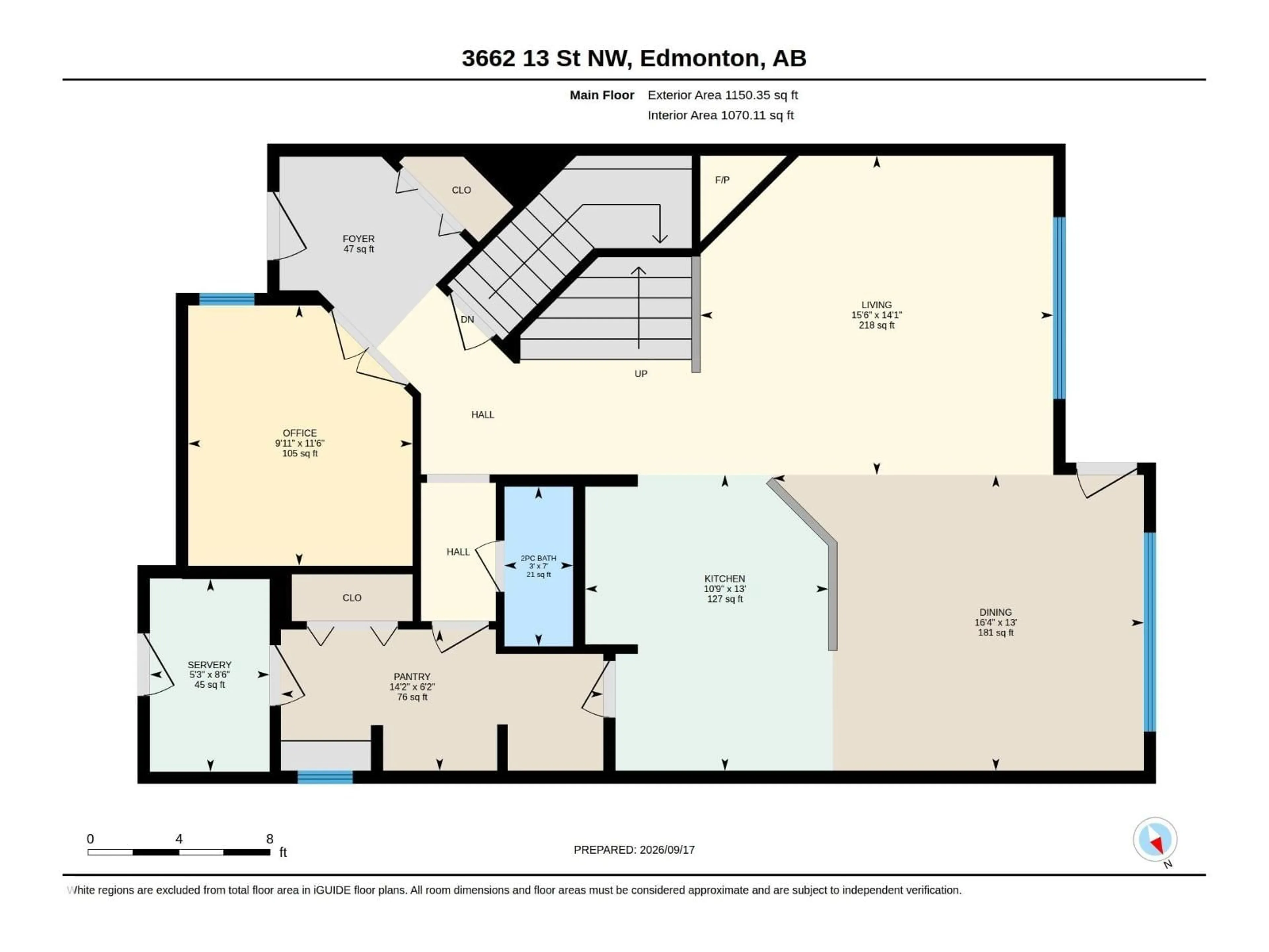 Floor plan for 3662 13 ST NW, Edmonton Alberta T5T0J5