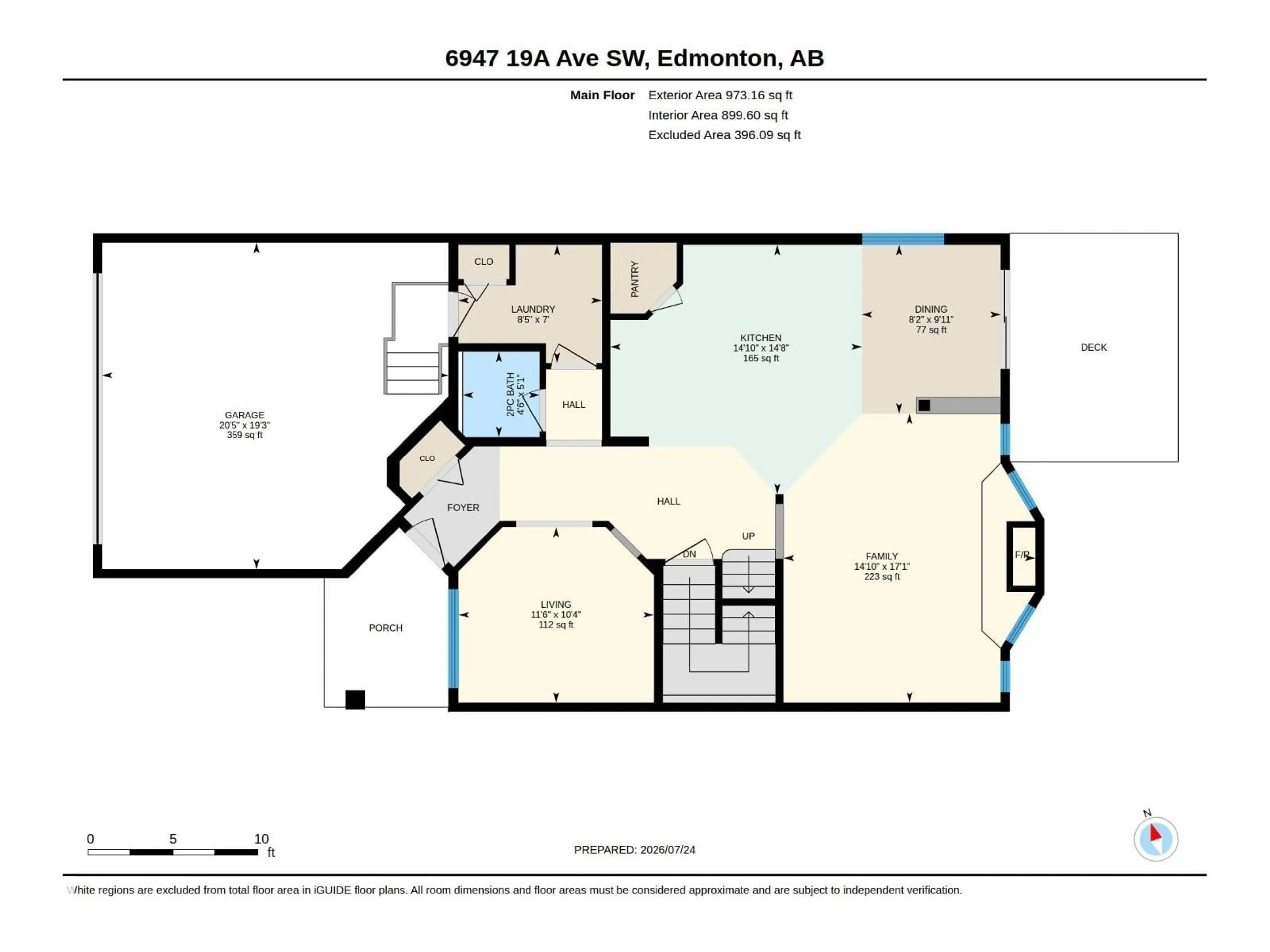 Floor plan for 6947 19A AV, Edmonton Alberta T6X0L7