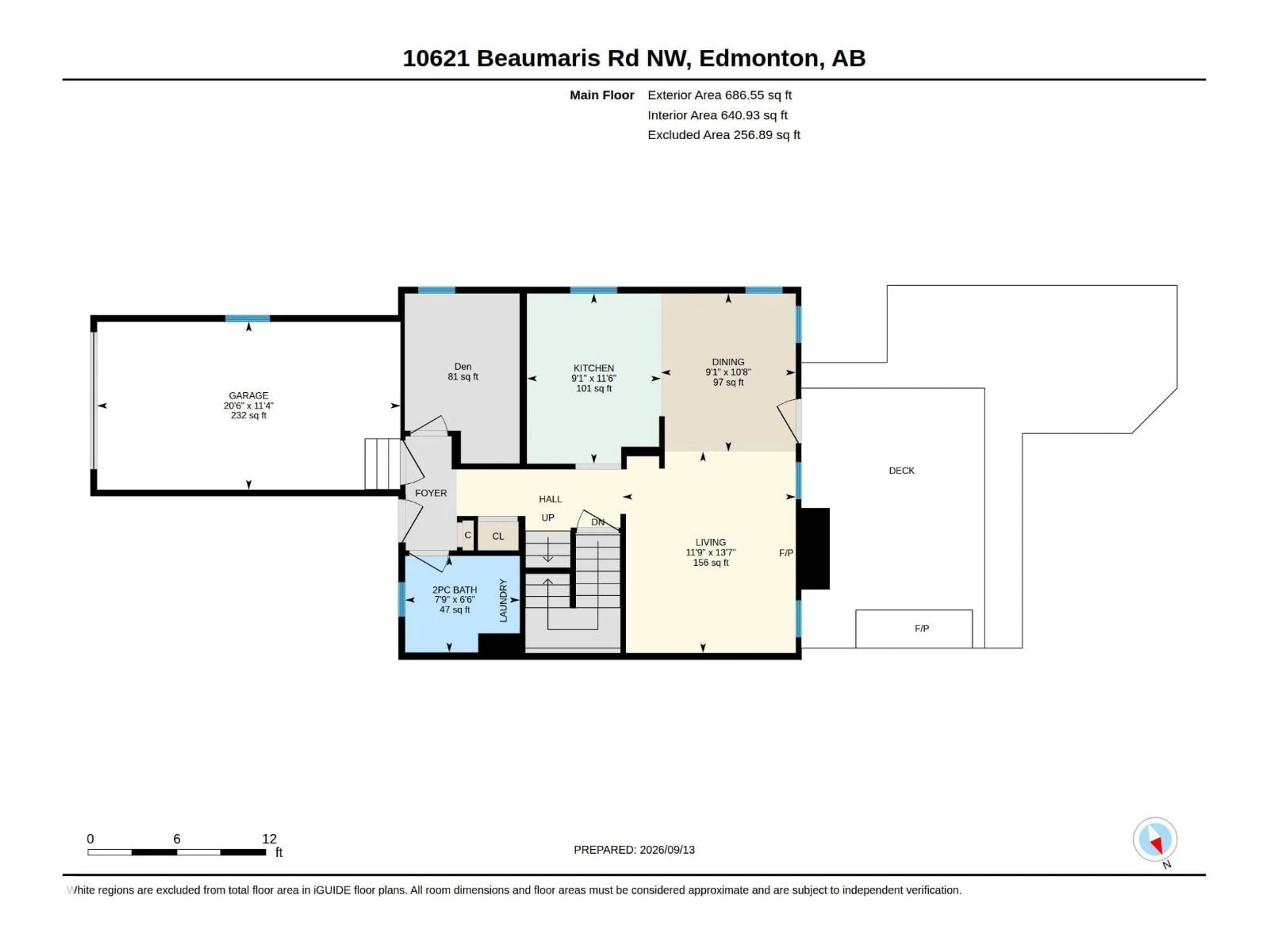 Floor plan for 10621 BEAUMARIS RD, Edmonton Alberta T5X5J5