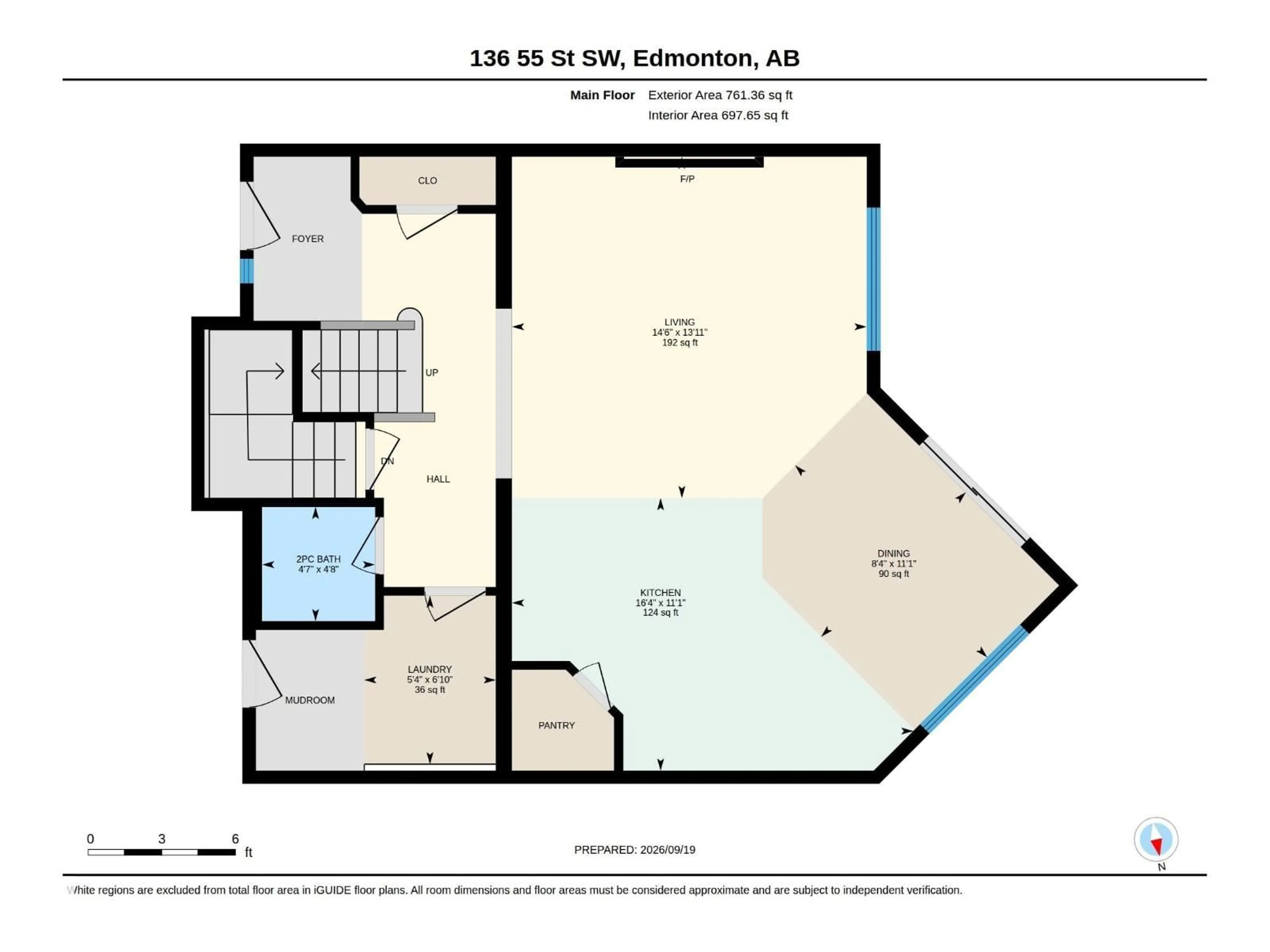 Floor plan for 136 55 ST, Edmonton Alberta T6X0L2