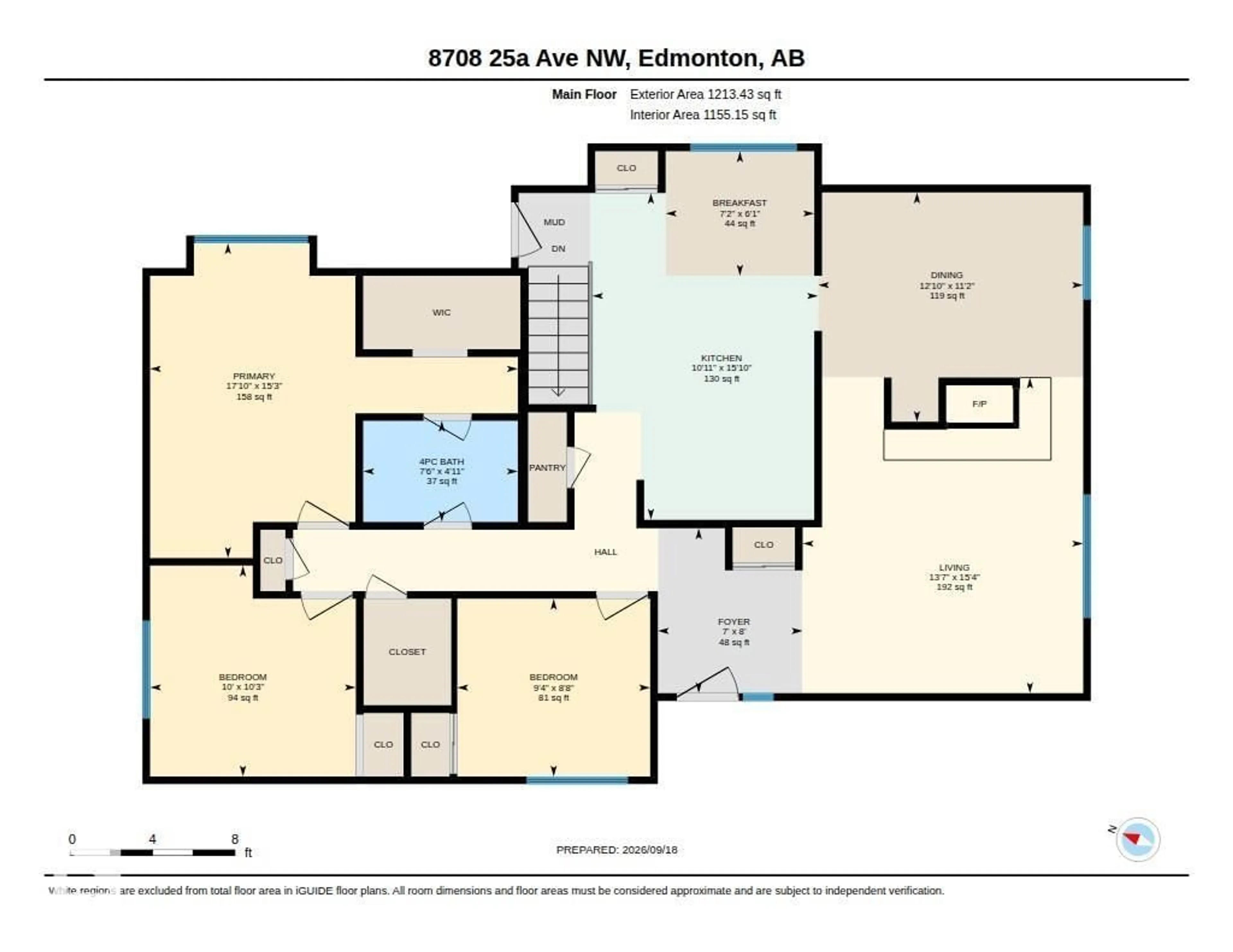Floor plan for NW - 8708 25A AV, Edmonton Alberta T6K2W7