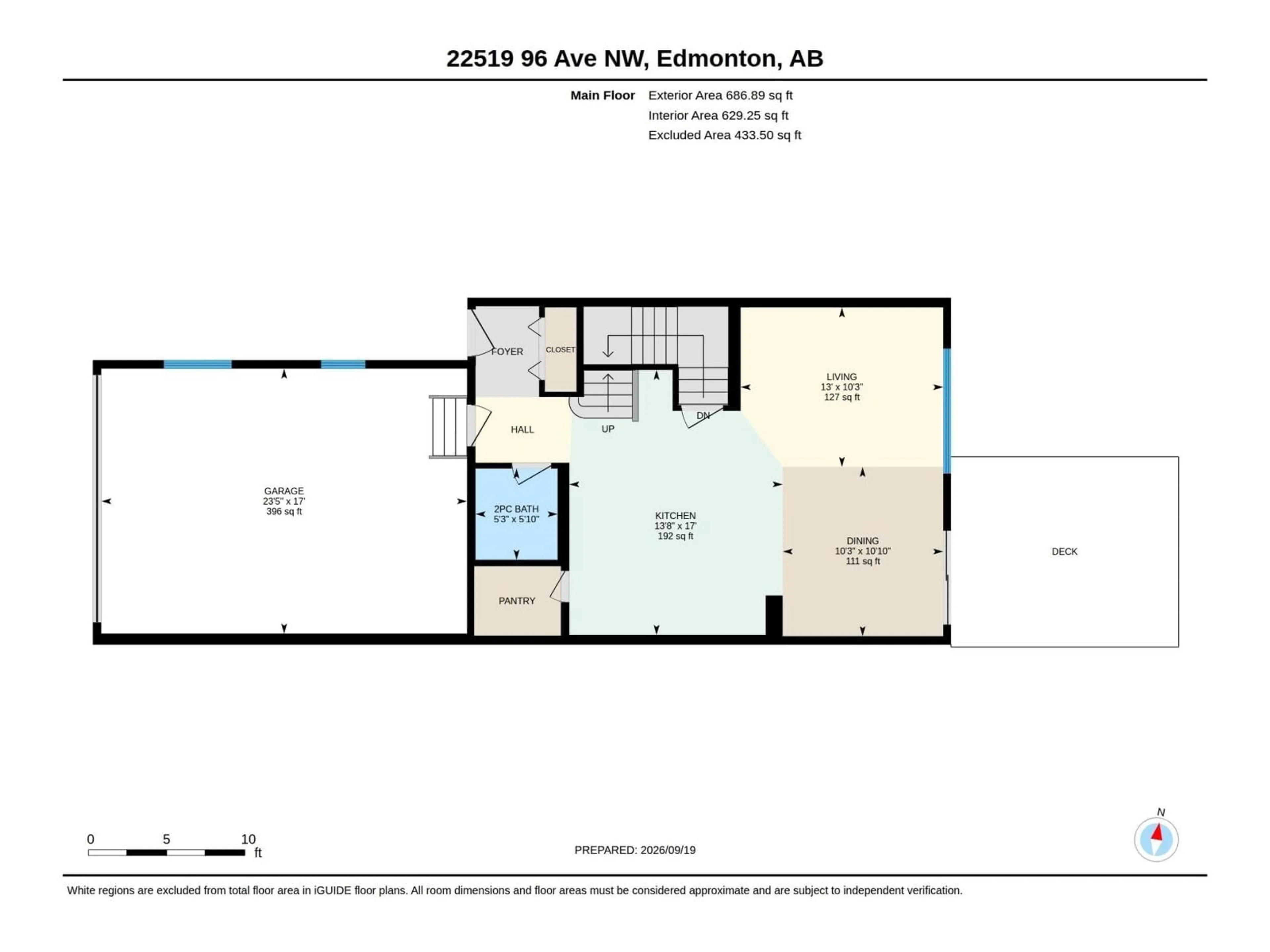 Floor plan for 22519 96 AV, Edmonton Alberta T5T7K5