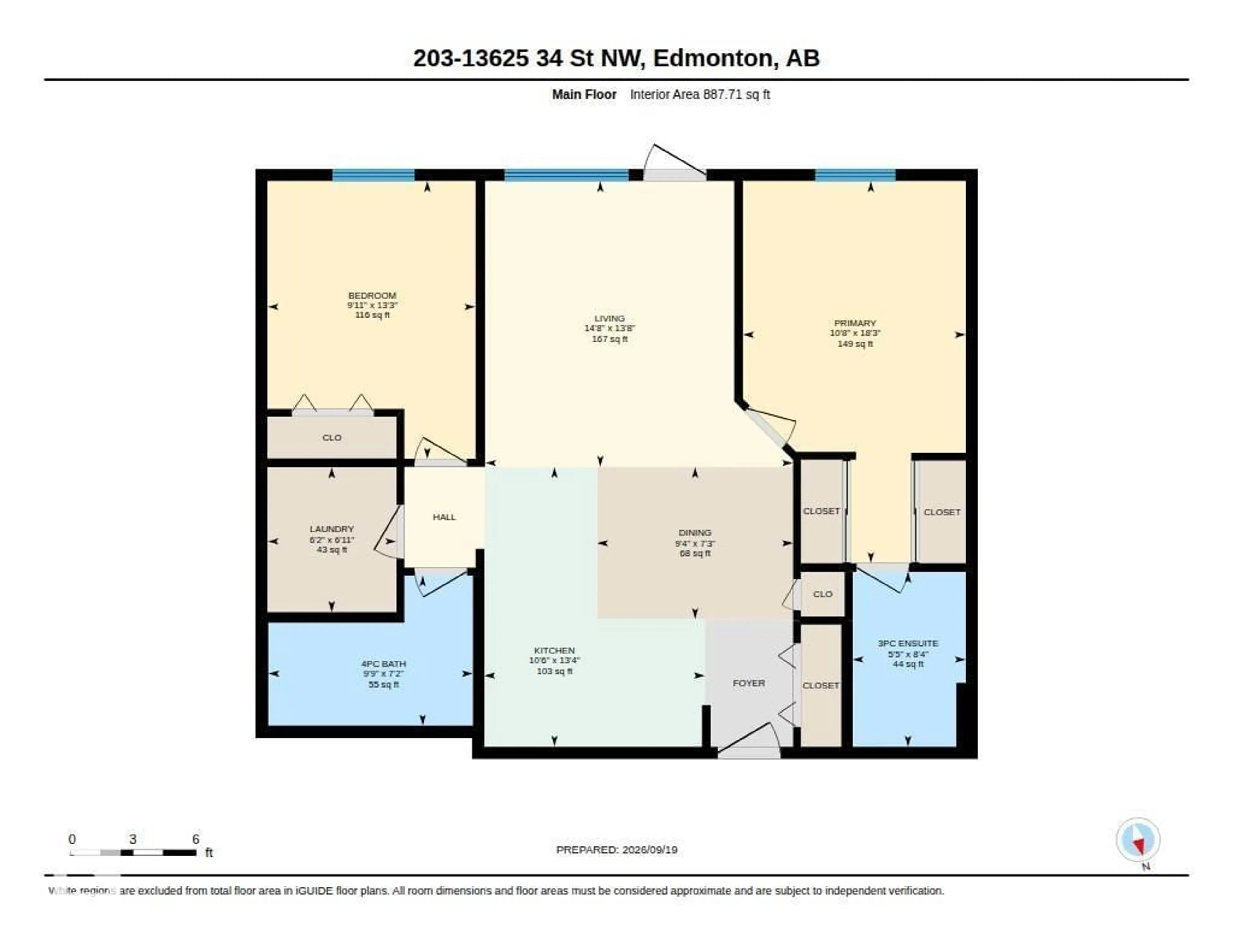 Floor plan for #203 - 13625 34 ST, Edmonton Alberta T5A0E3