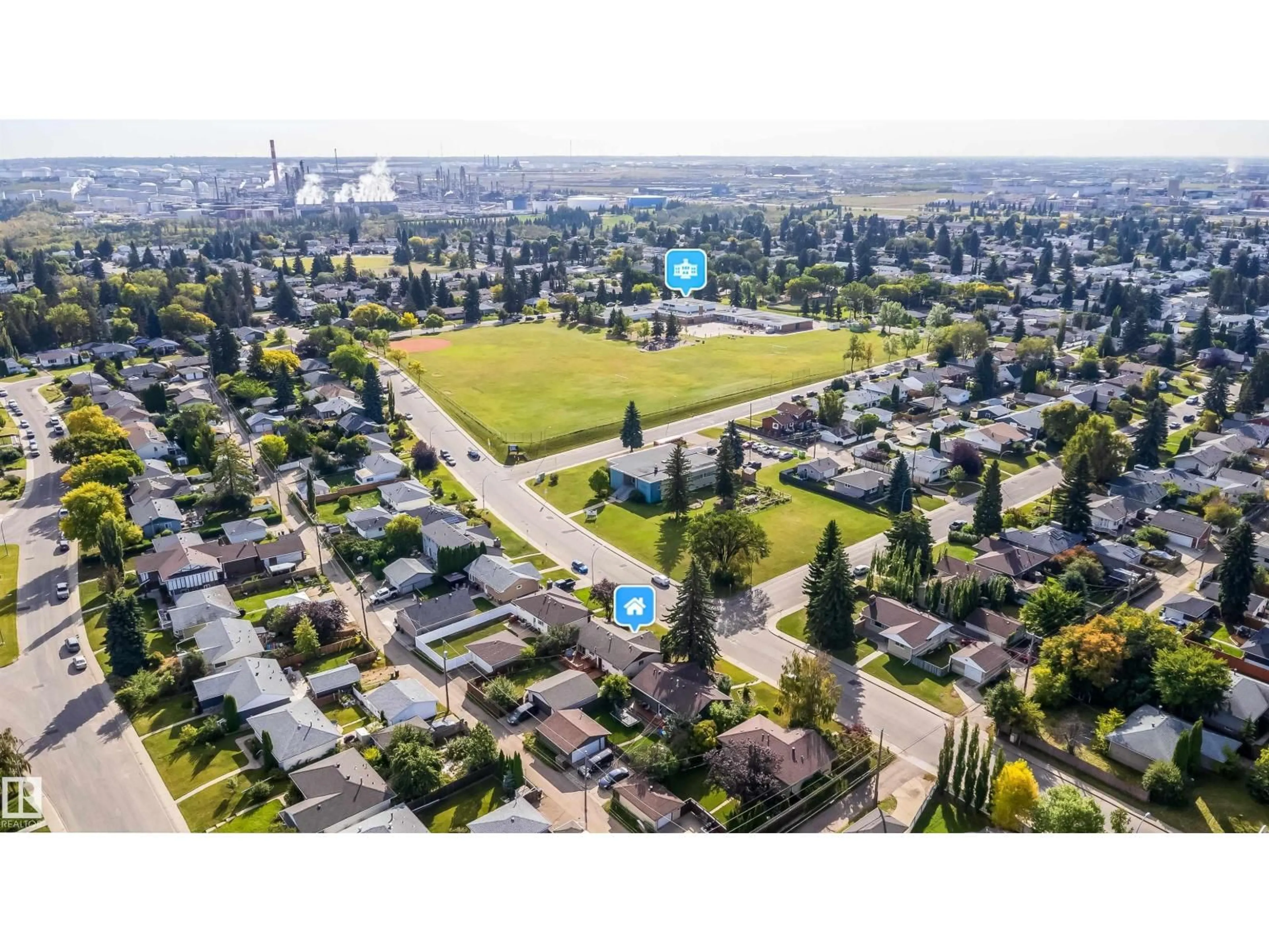 A pic from outside/outdoor area/front of a property/back of a property/a pic from drone, street for 4808 106 AV, Edmonton Alberta T6A1E6