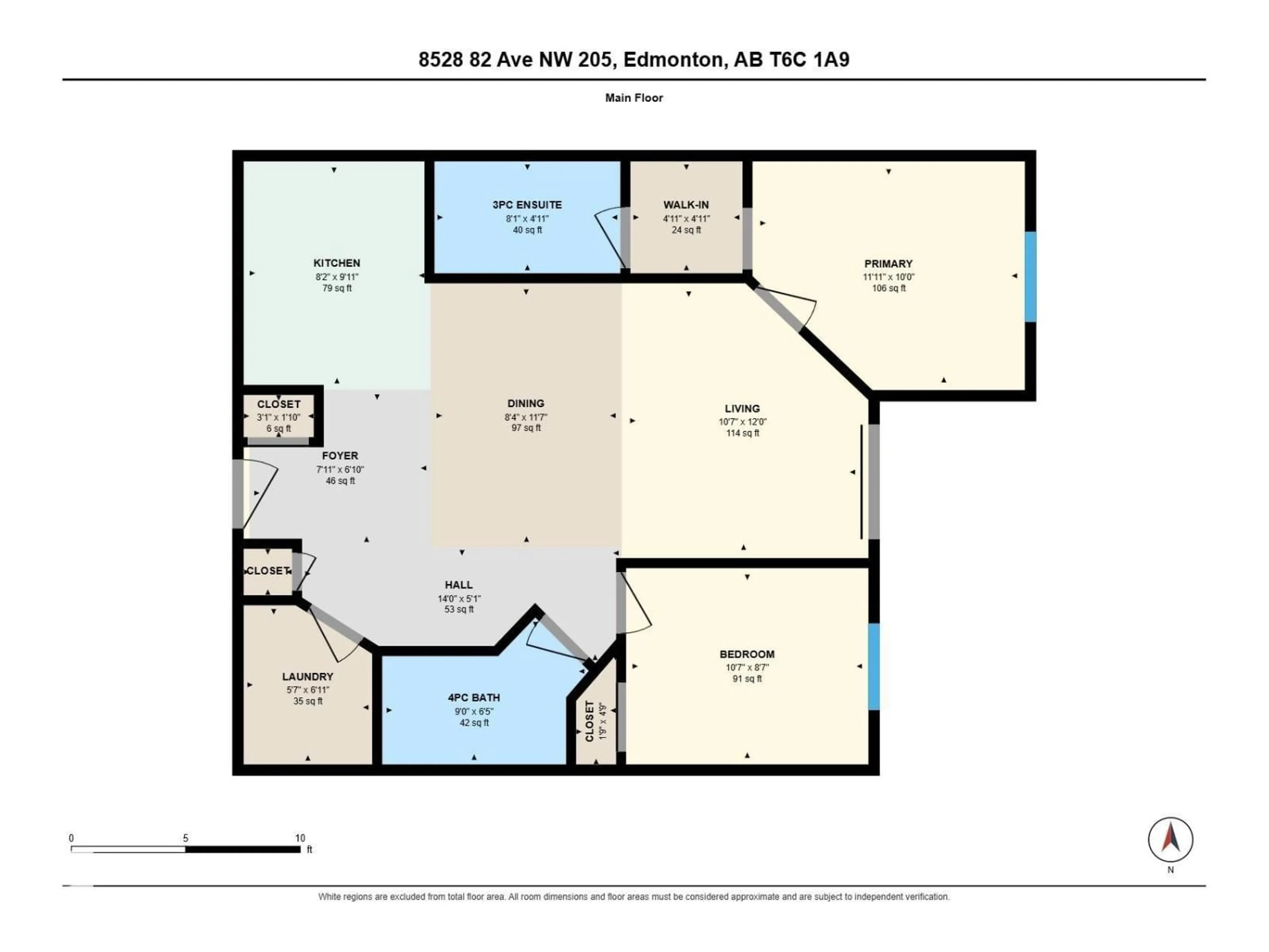 Floor plan for 205 8528 82 AV NW, Edmonton Alberta T6C0Y8