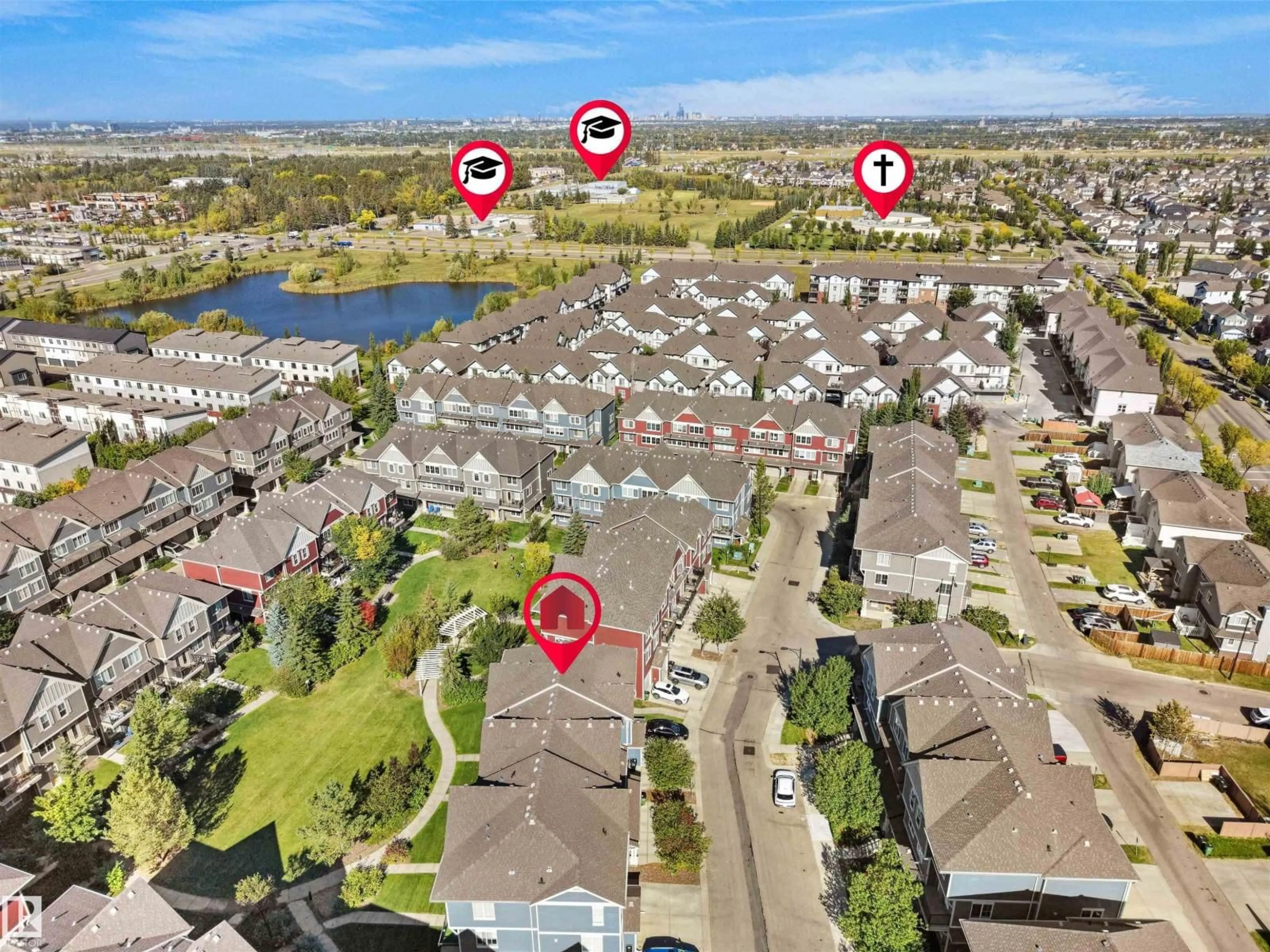 A pic from outside/outdoor area/front of a property/back of a property/a pic from drone, water/lake/river/ocean view for 603 - 162 WATT BV, Edmonton Alberta T6X0P3