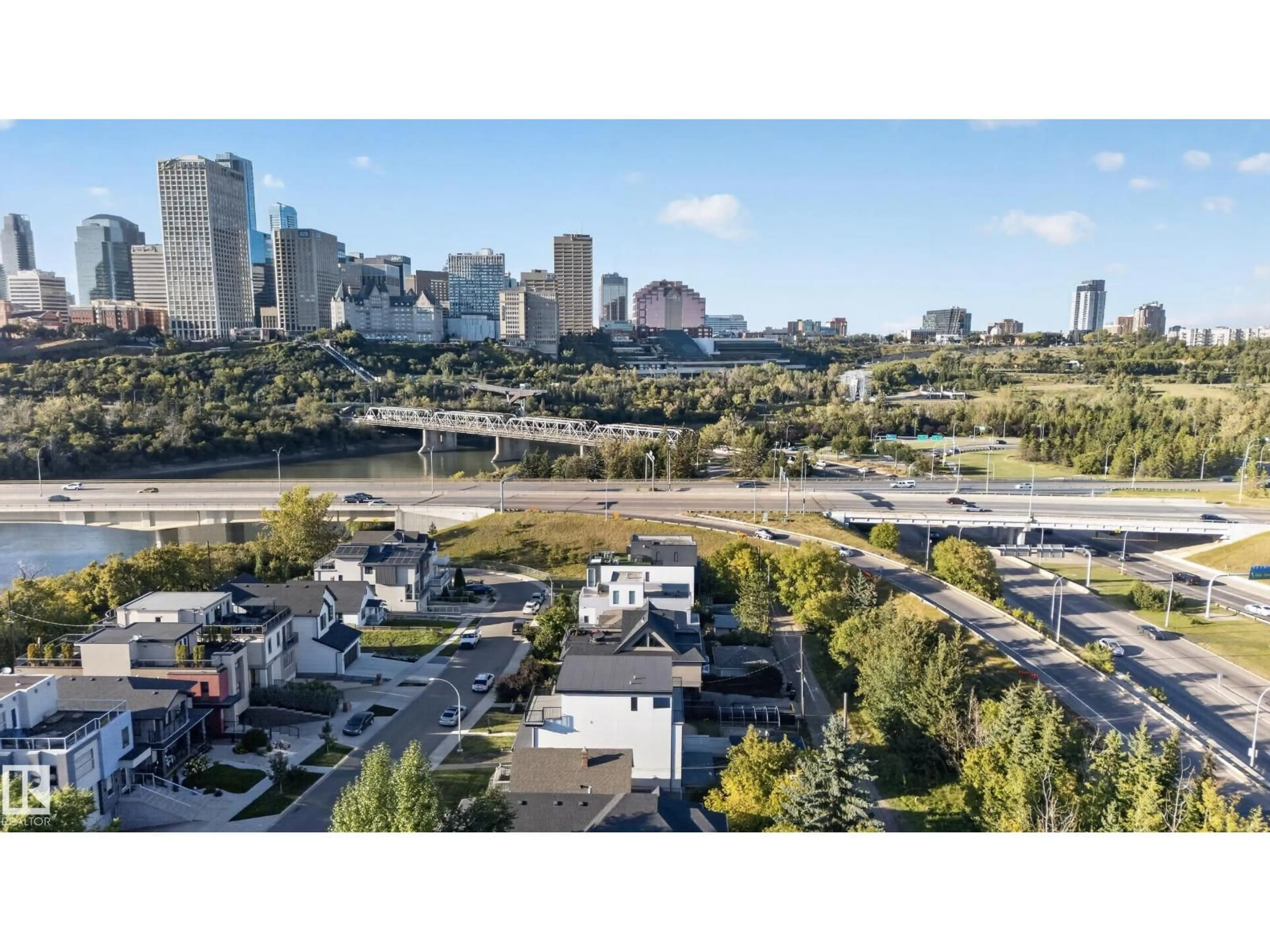 A pic from outside/outdoor area/front of a property/back of a property/a pic from drone, city buildings view from balcony for 9615 99A ST NW, Edmonton Alberta T6E3W9