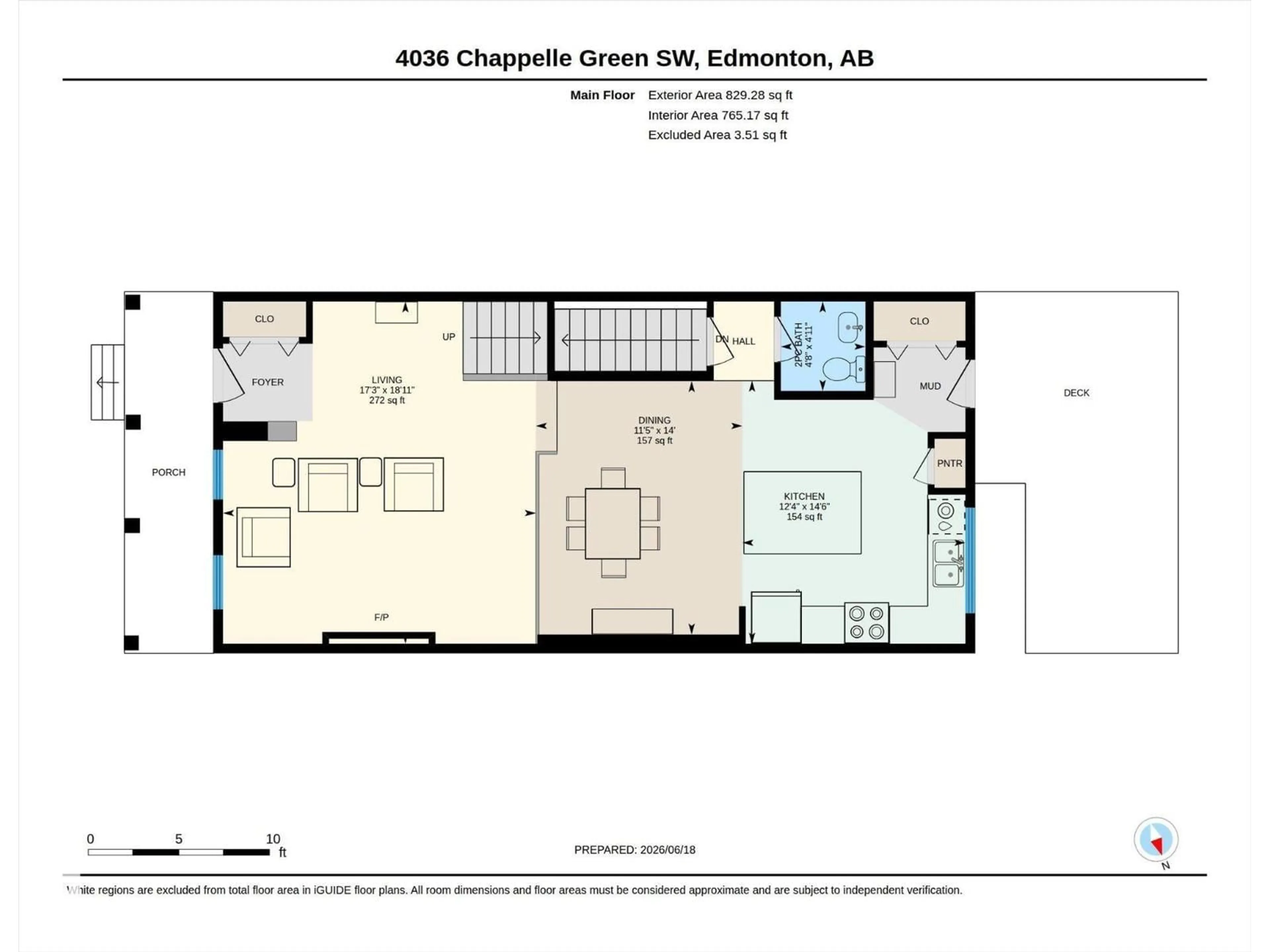 Floor plan for 4036 CHAPPELLE GR, Edmonton Alberta T6W4B3